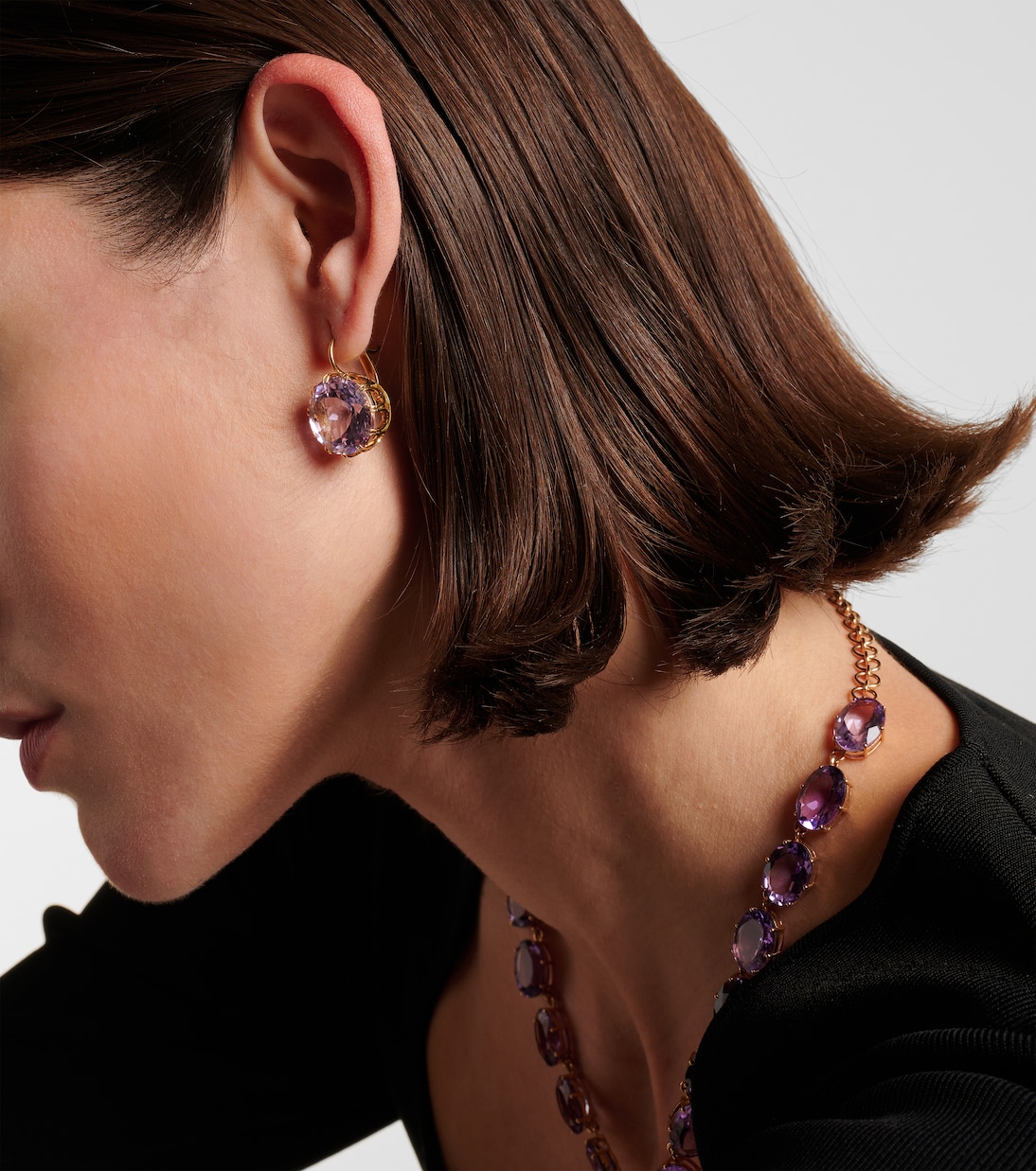 Orecchini in oro 18kt con ametista | Ileana Makri