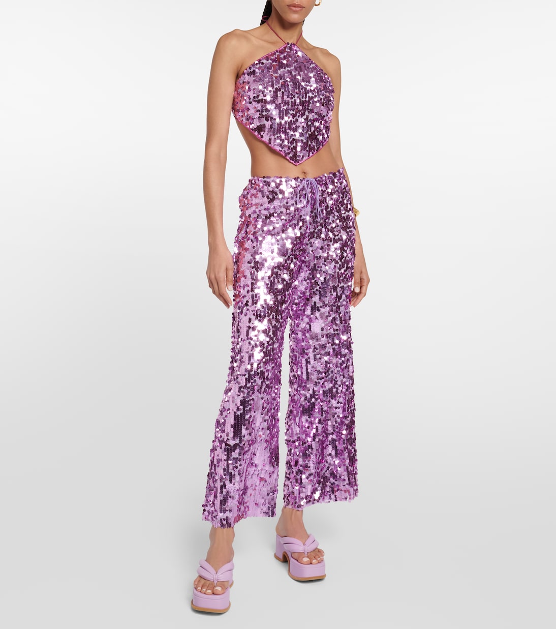 Pantalon ample à taille haute et à sequins | Oséree