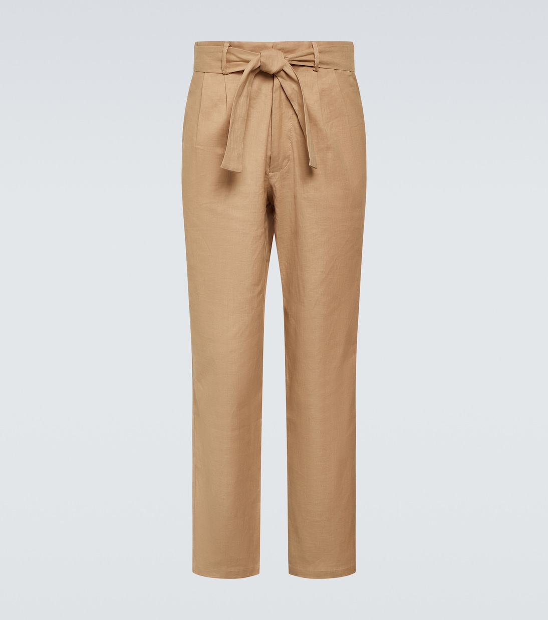 High-rise linen and cotton straight pants | Commas