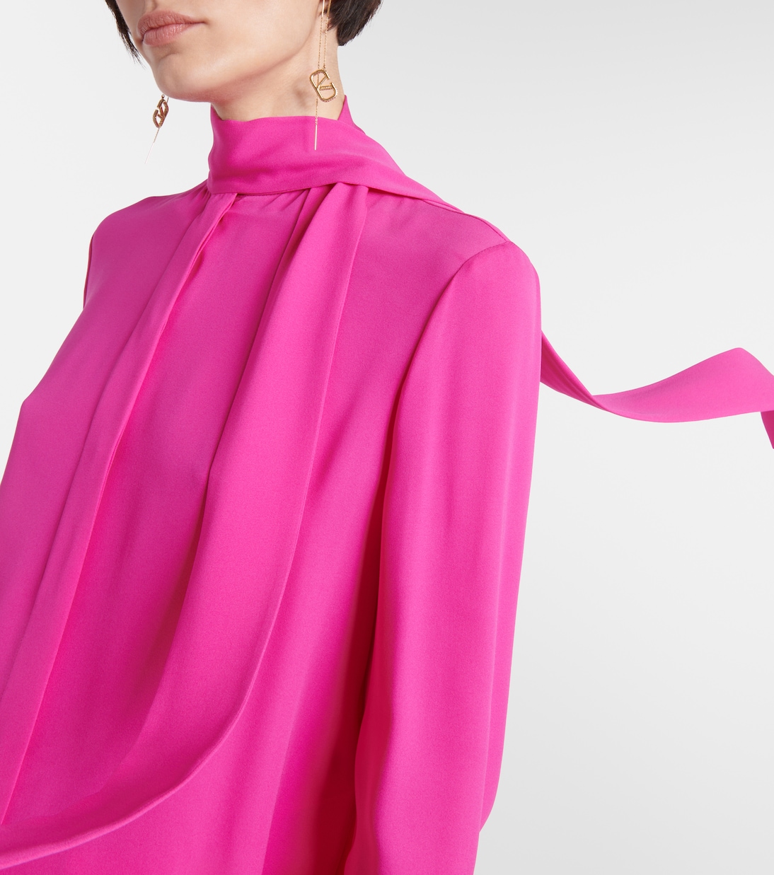 Tie-neck silk georgette blouse | Valentino