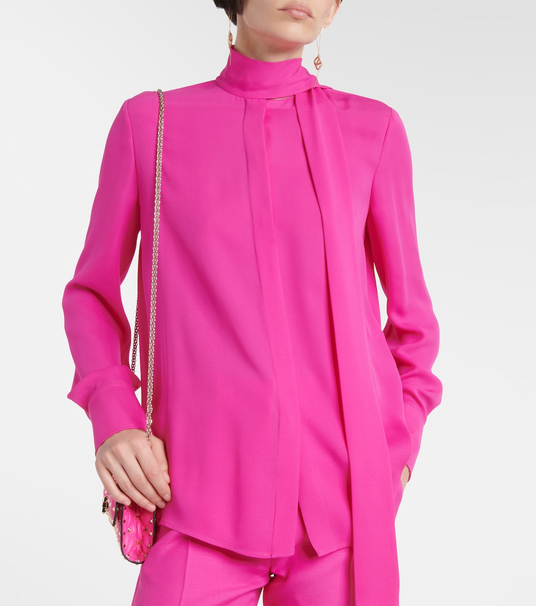 Tie-neck silk georgette blouse | Valentino