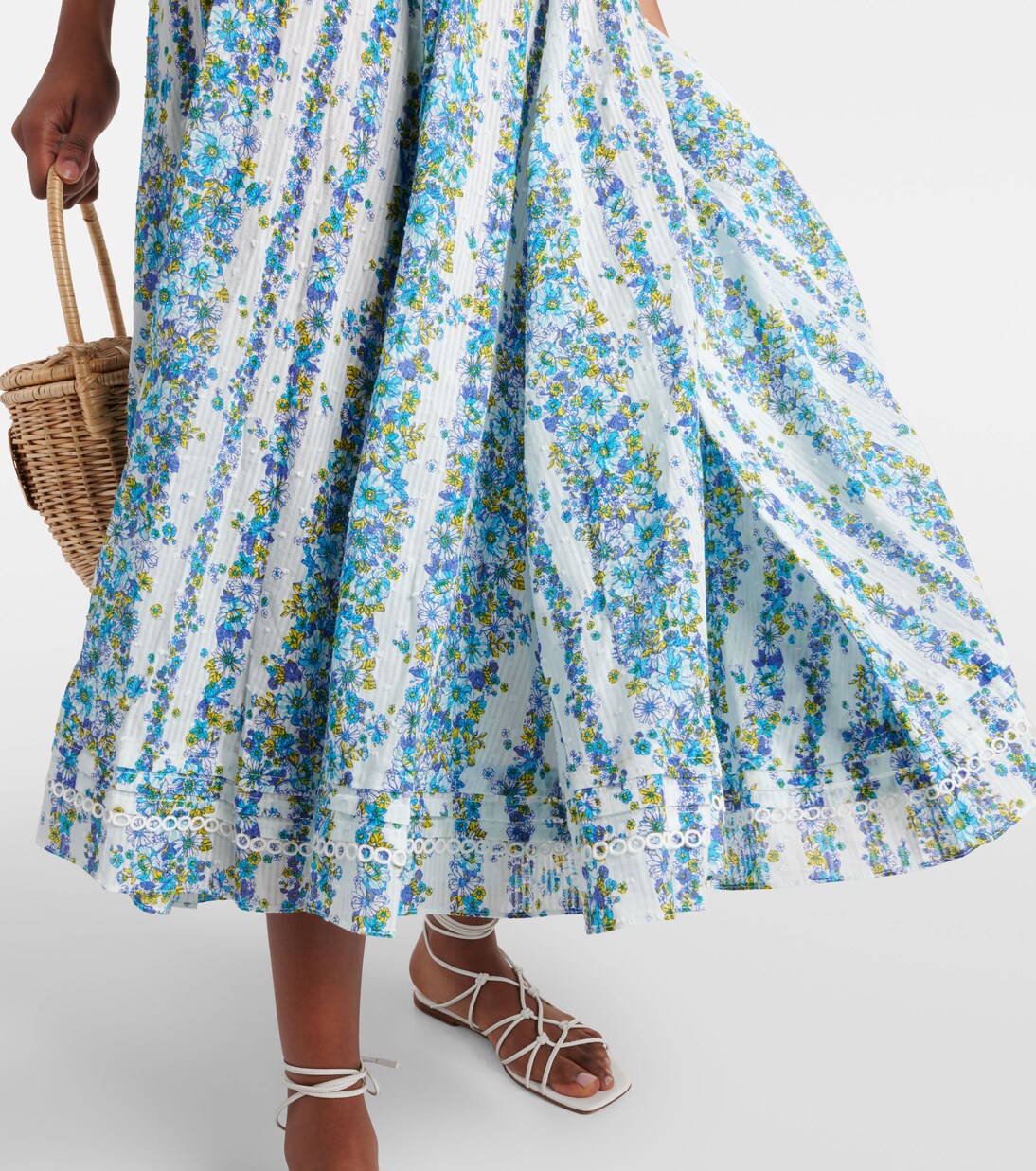 Robe midi Beth en coton à fleurs | Poupette St Barth