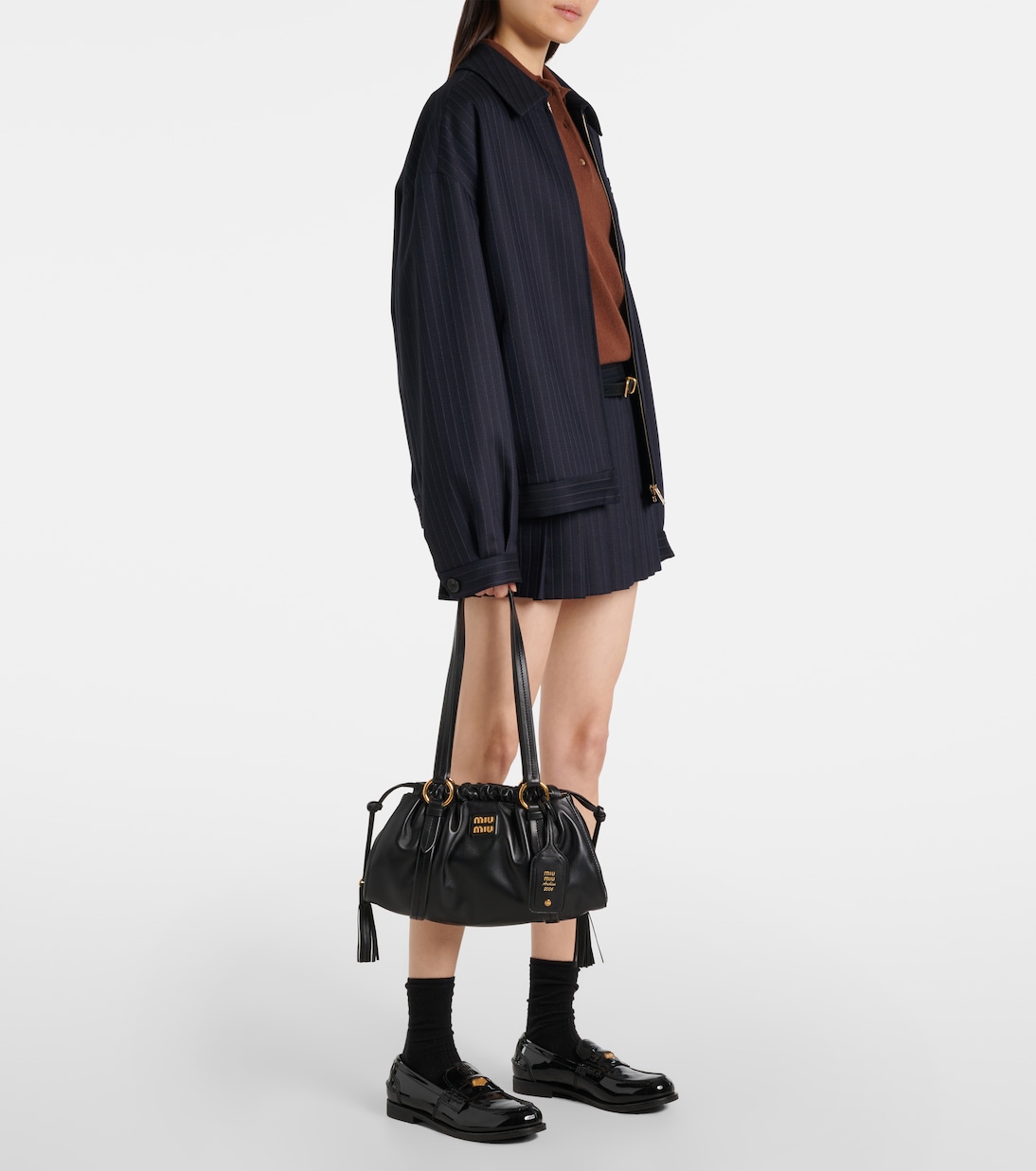 Medium leather shoulder bag | Miu Miu