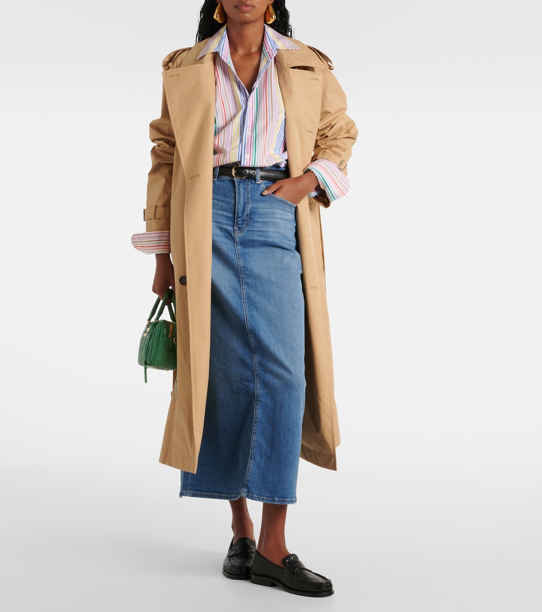 High-rise denim midi skirt | AG Jeans