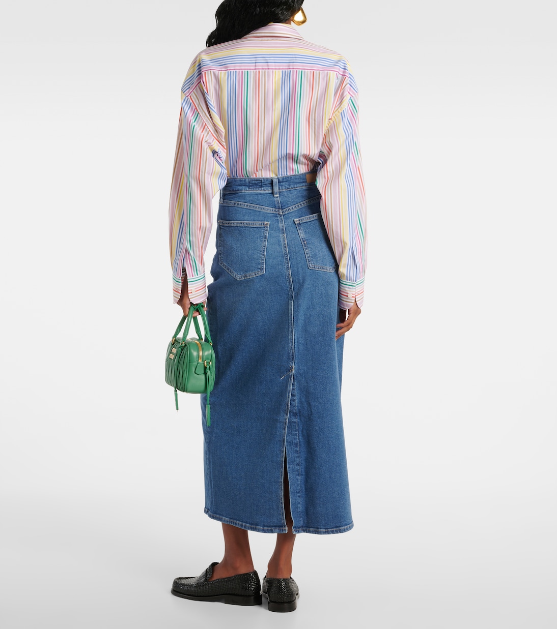 High-rise denim midi skirt | AG Jeans