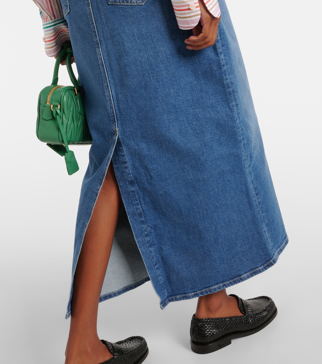 High-rise denim midi skirt | AG Jeans