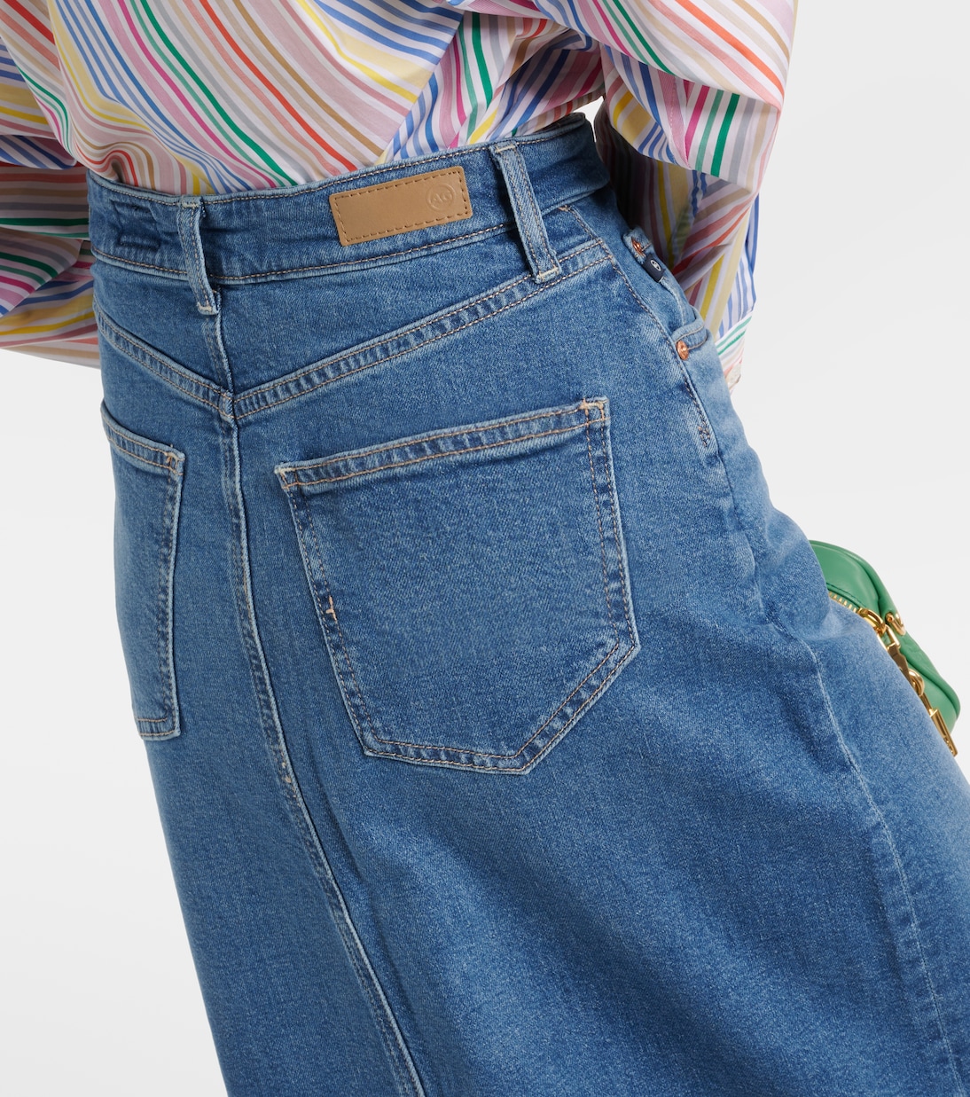 High-rise denim midi skirt | AG Jeans