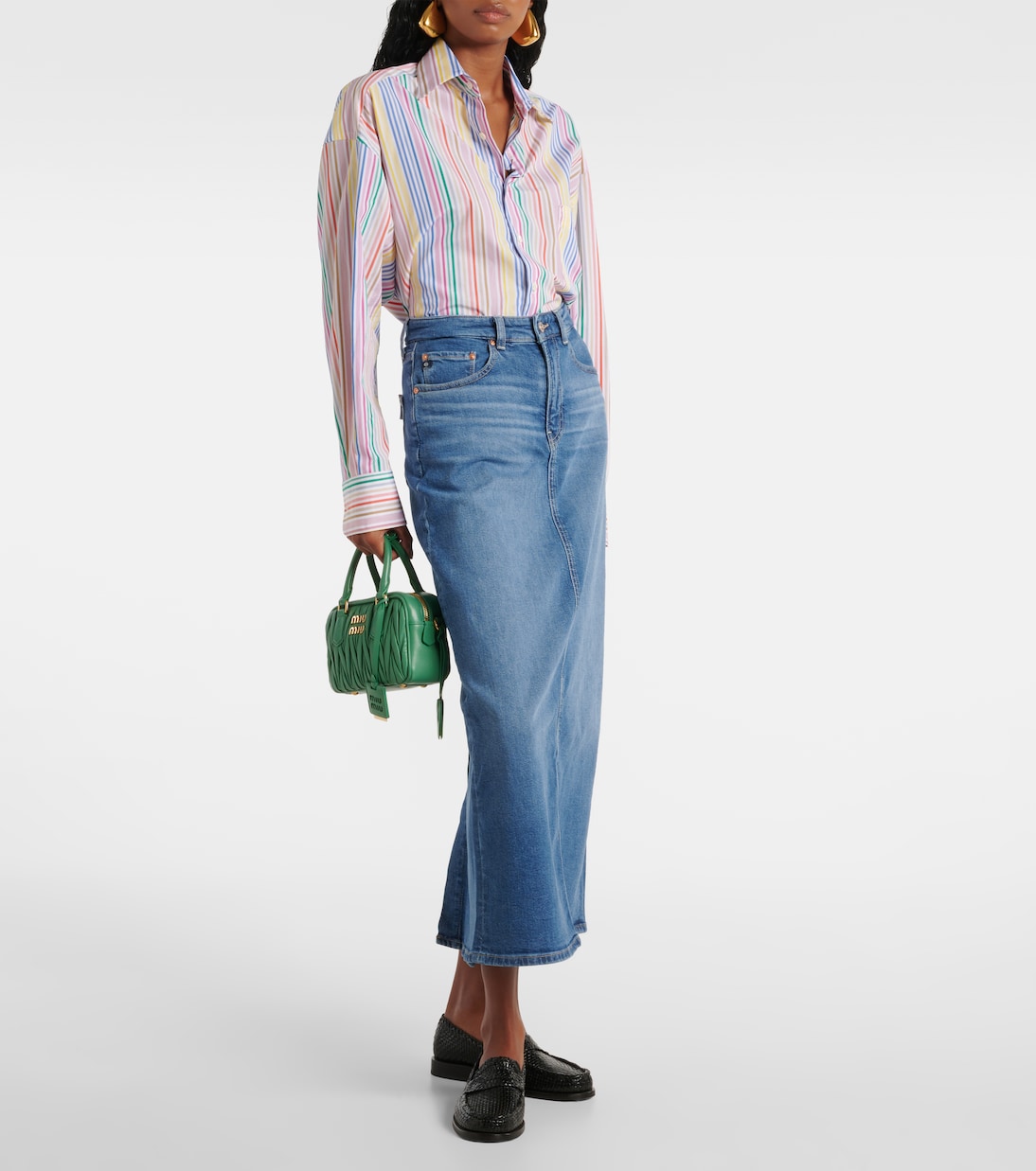 High-rise denim midi skirt | AG Jeans