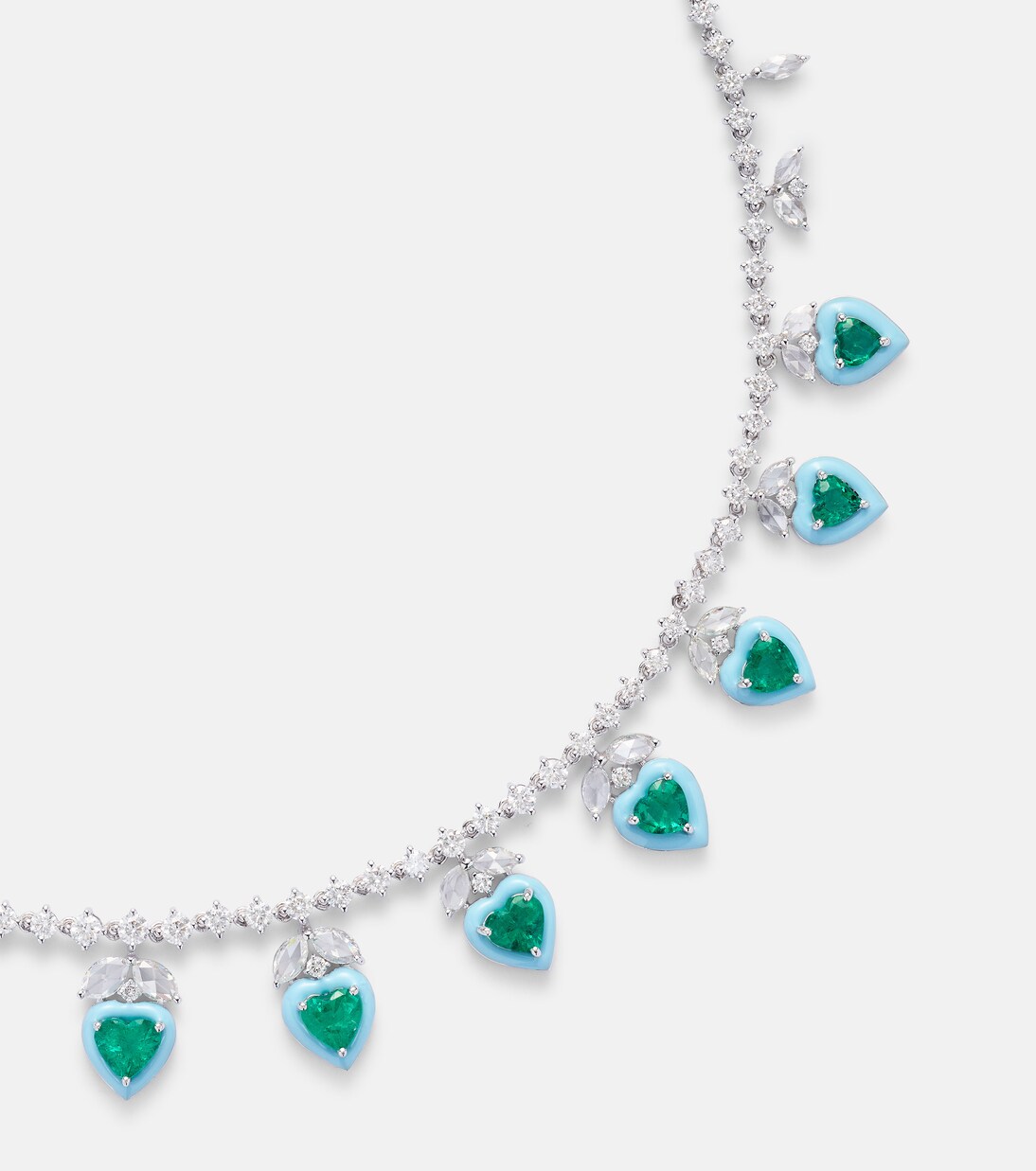 18kt white gold choker with emeralds and diamonds | Kamyen