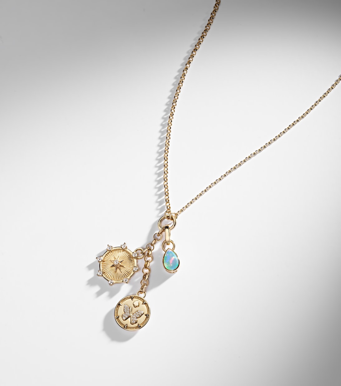 Forever & Always 18kt gold pendant necklace with diamonds and opal | FoundRae