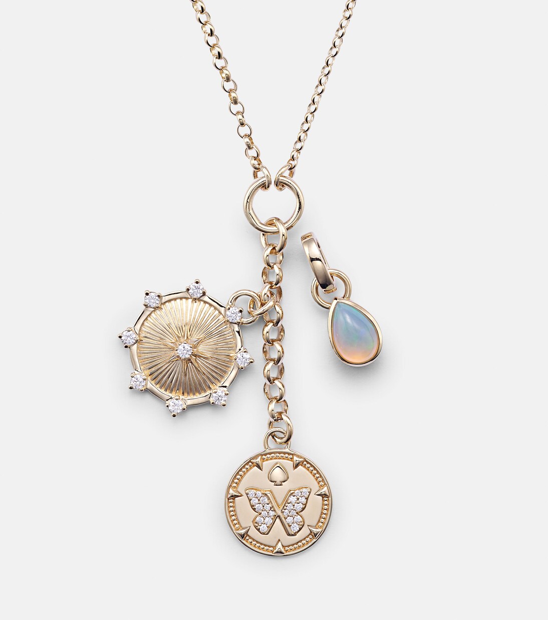 Forever & Always 18kt gold pendant necklace with diamonds and opal | FoundRae