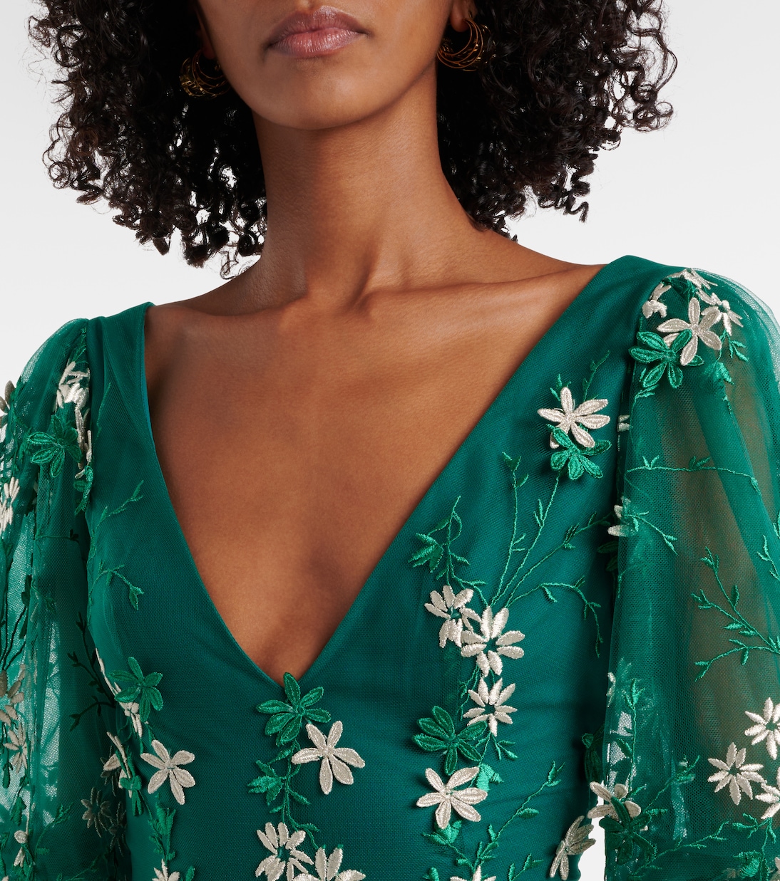 Floral-appliqué tulle and lurex® gown | Costarellos