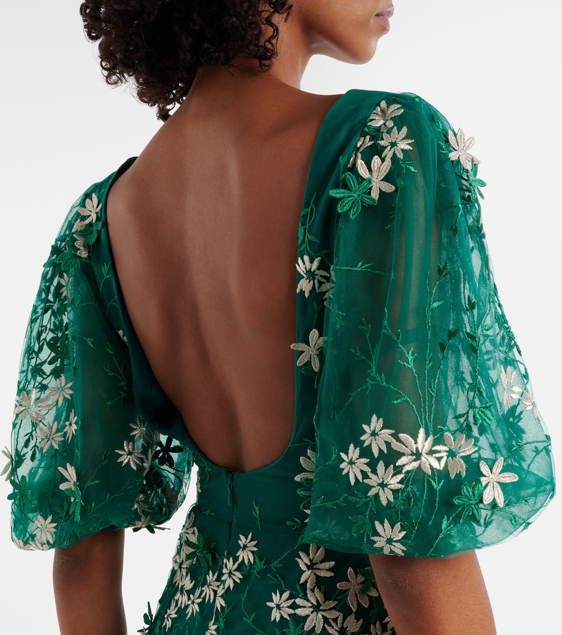 Floral-appliqué tulle and lurex® gown | Costarellos