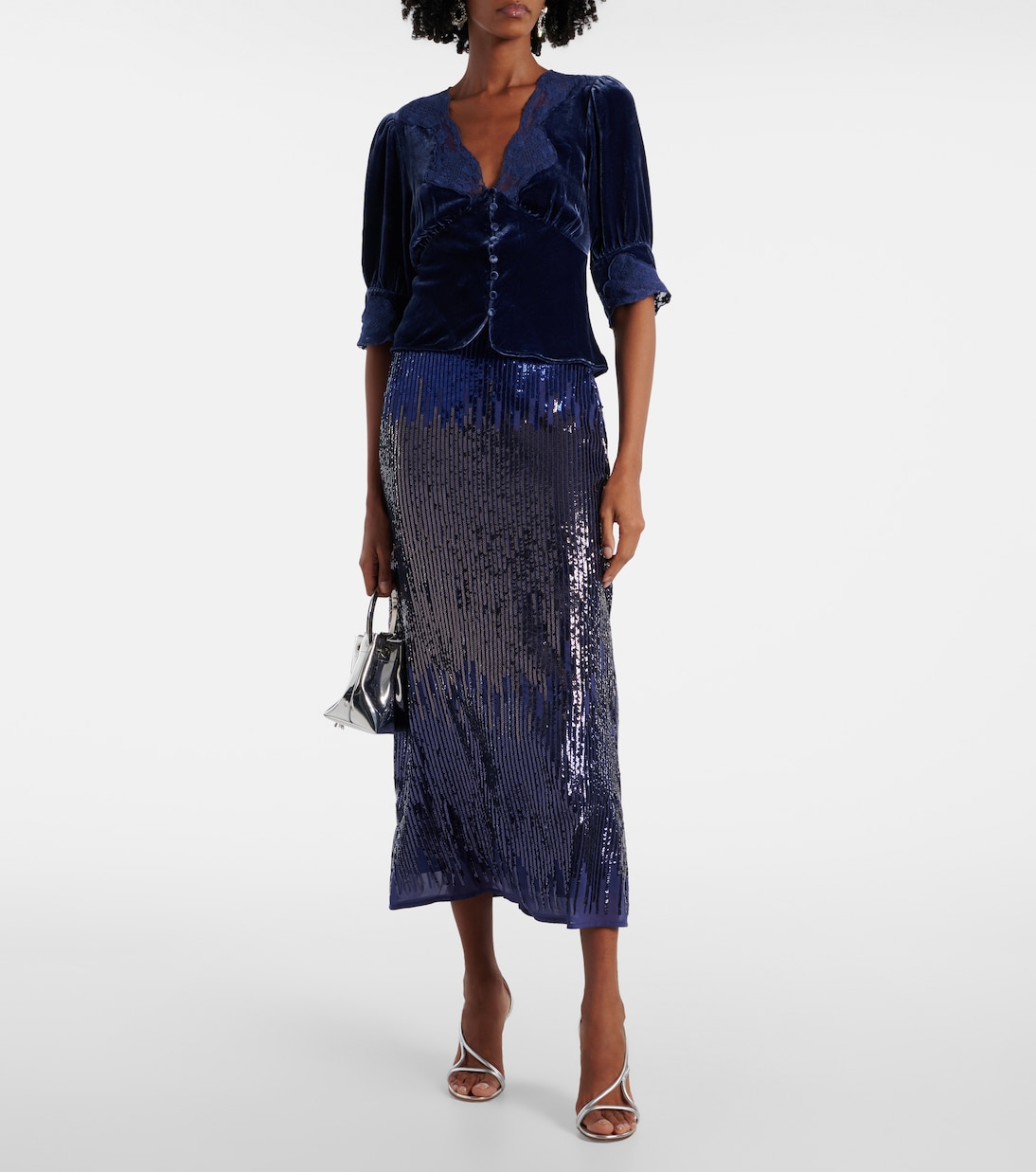 Top Amanda aus Samt mit Spitze | Rixo