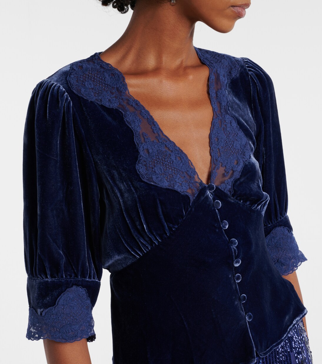 Top Amanda aus Samt mit Spitze | Rixo