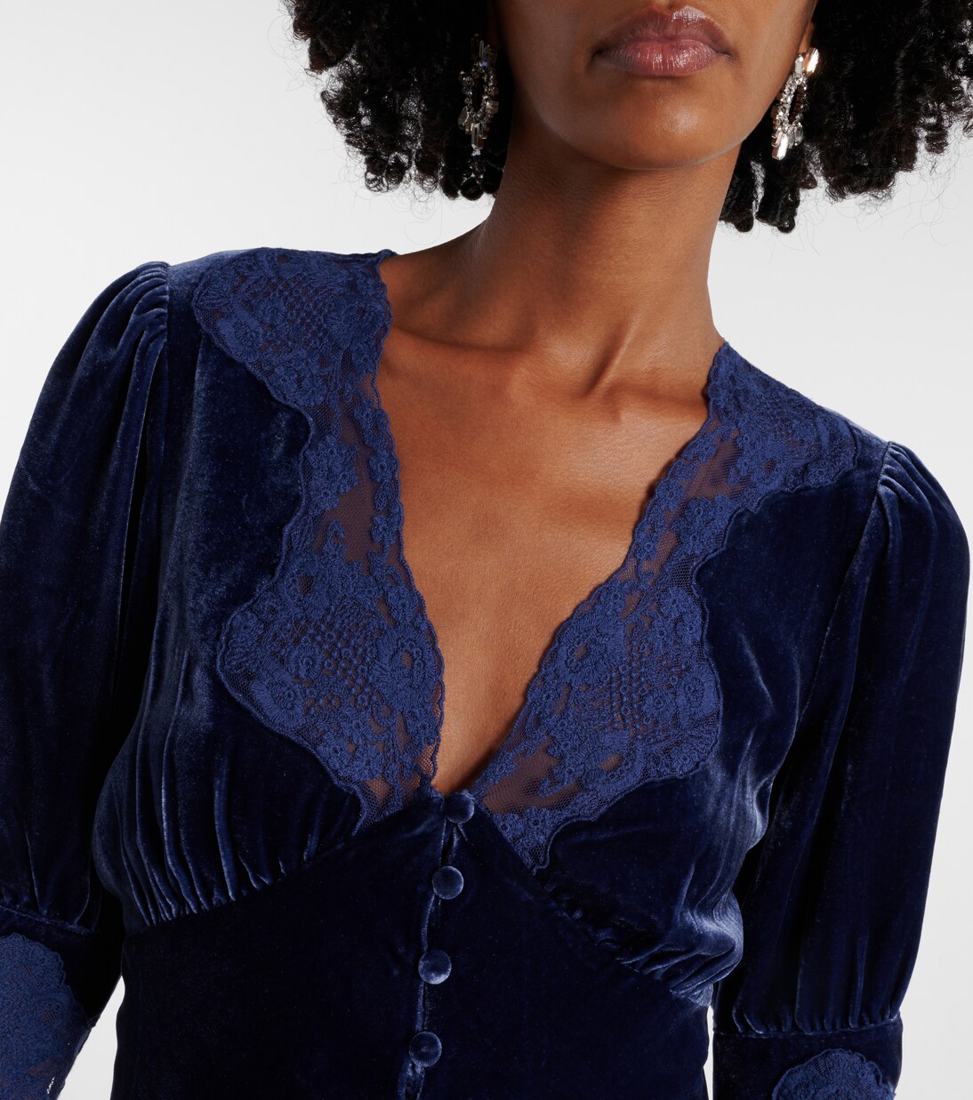 Top Amanda aus Samt mit Spitze | Rixo