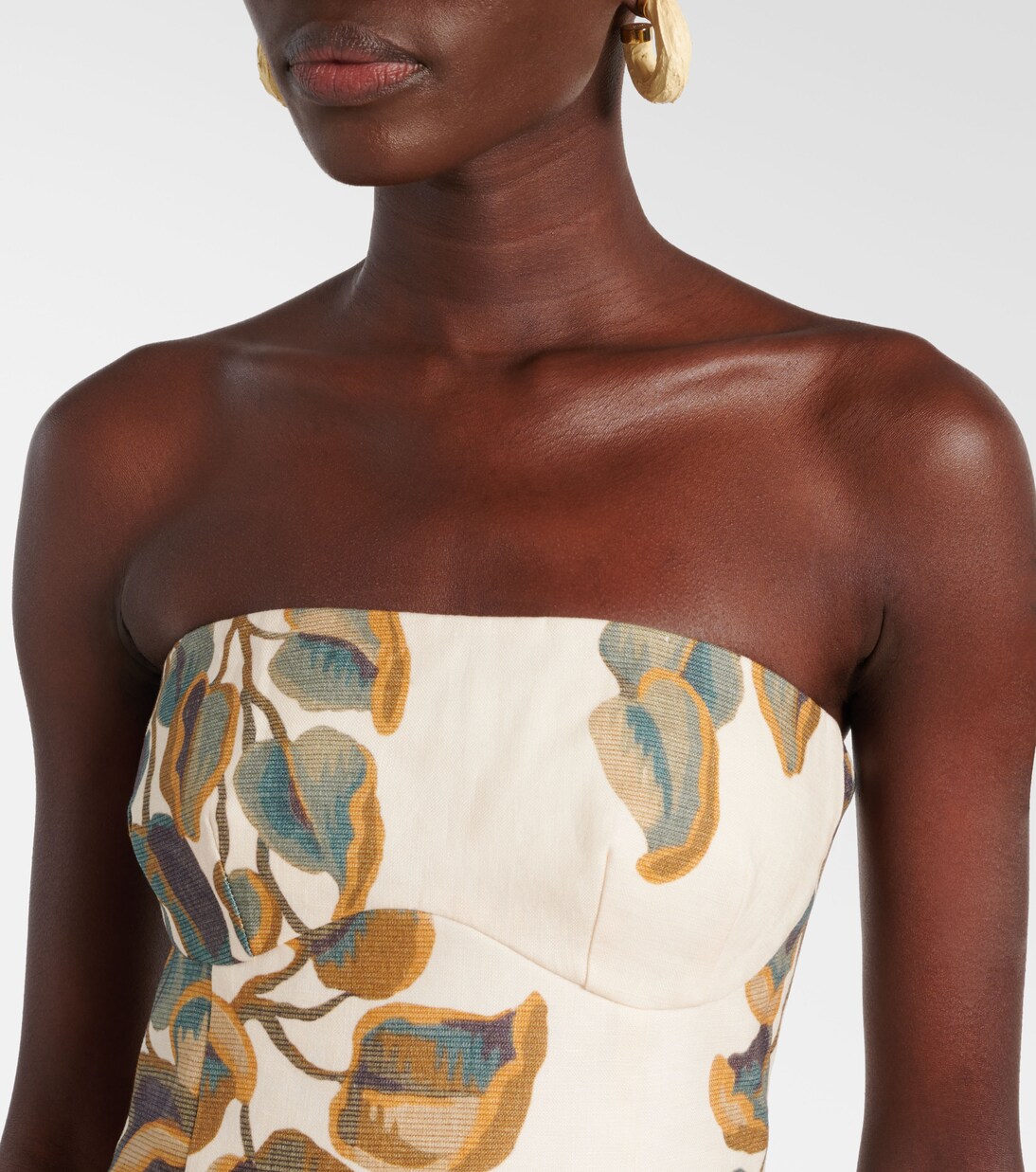 Robe bustier Evalita en lin à fleurs | SIR