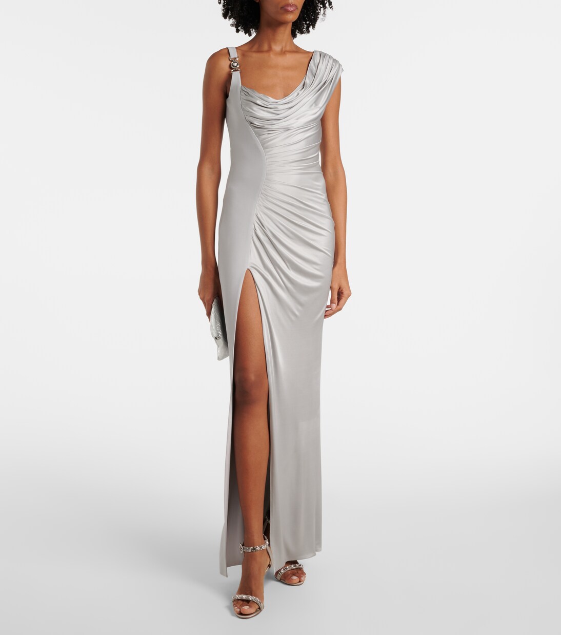 Sandalen Asa 90 aus Satin mit Kristallen | Manolo Blahnik