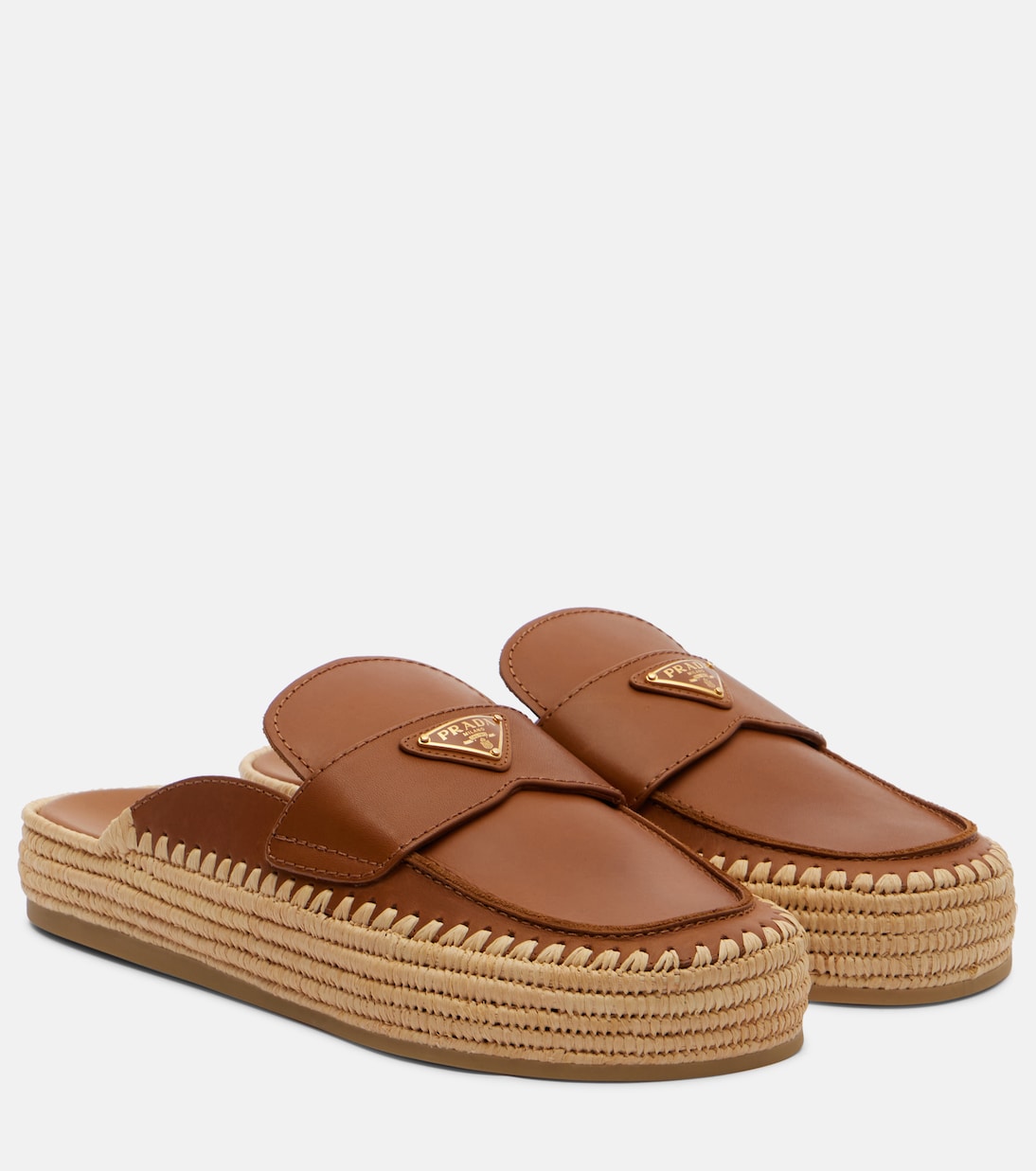 Espadrille-Slippers aus Leder | Prada