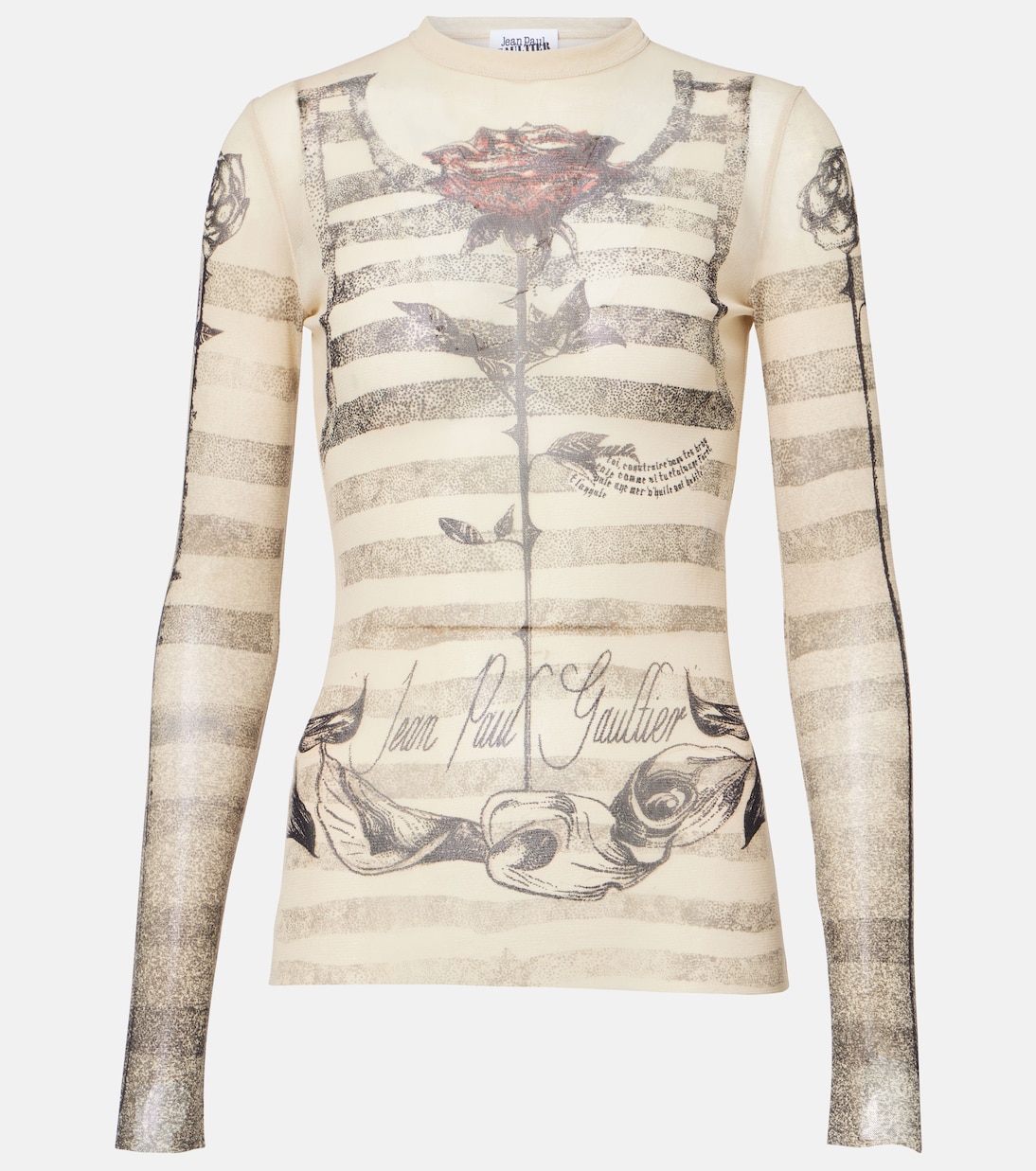 Bedrucktes Top aus Mesh | Jean Paul Gaultier