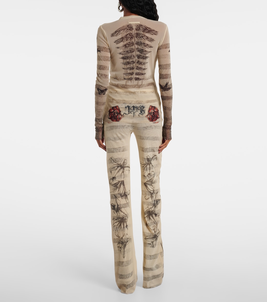 Bedrucktes Top aus Mesh | Jean Paul Gaultier