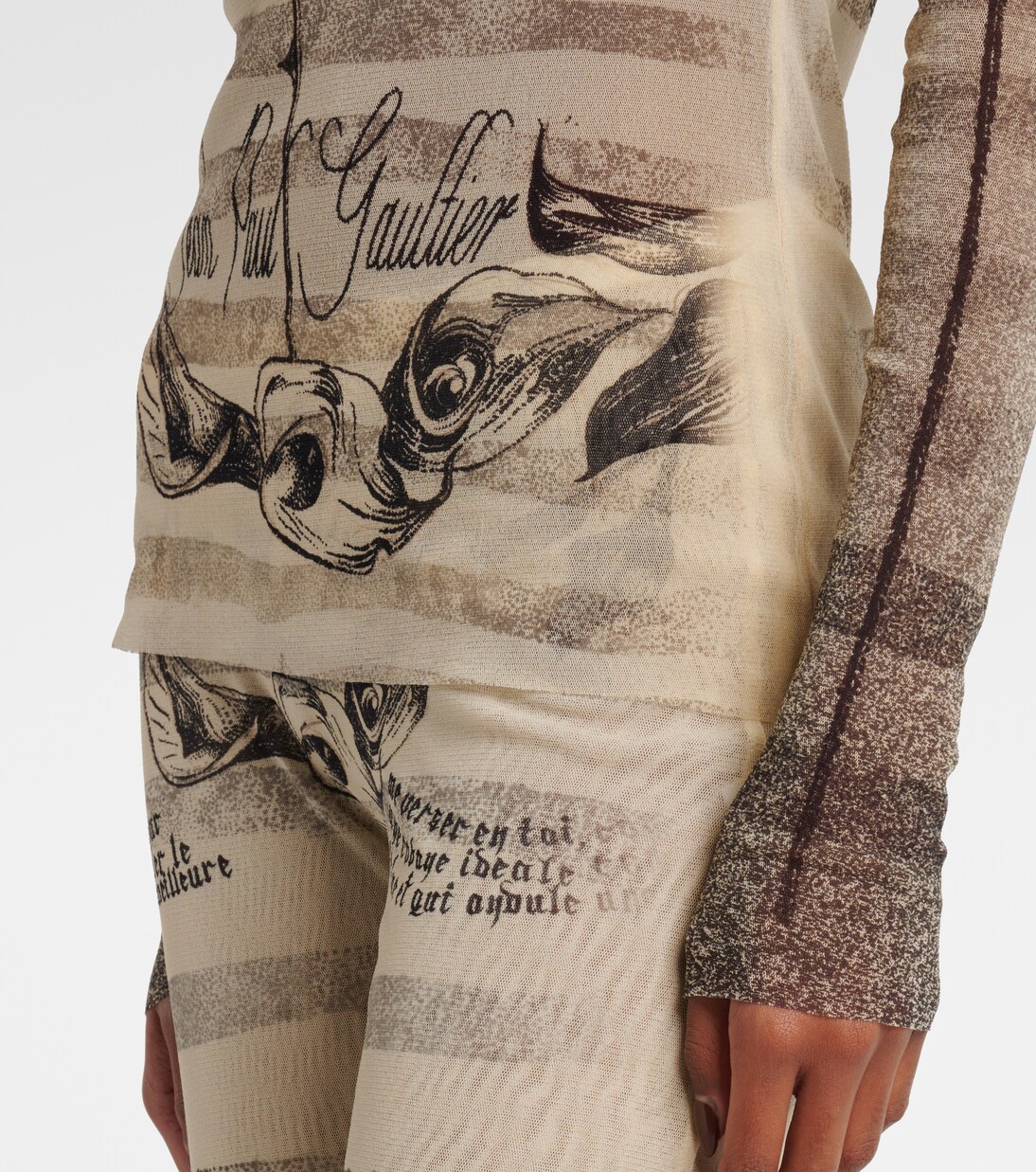 Bedrucktes Top aus Mesh | Jean Paul Gaultier