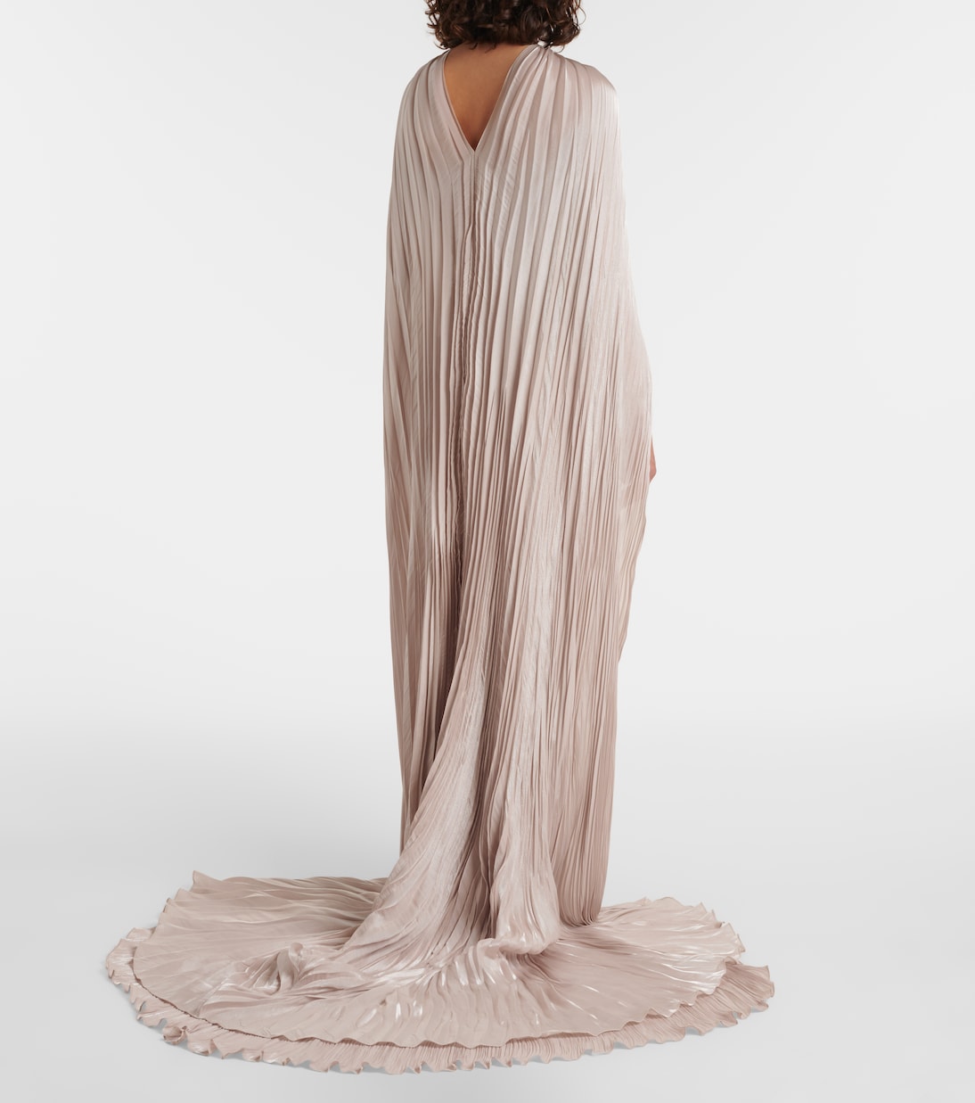 Caped gathered pleated silk gown | Marmar Halim