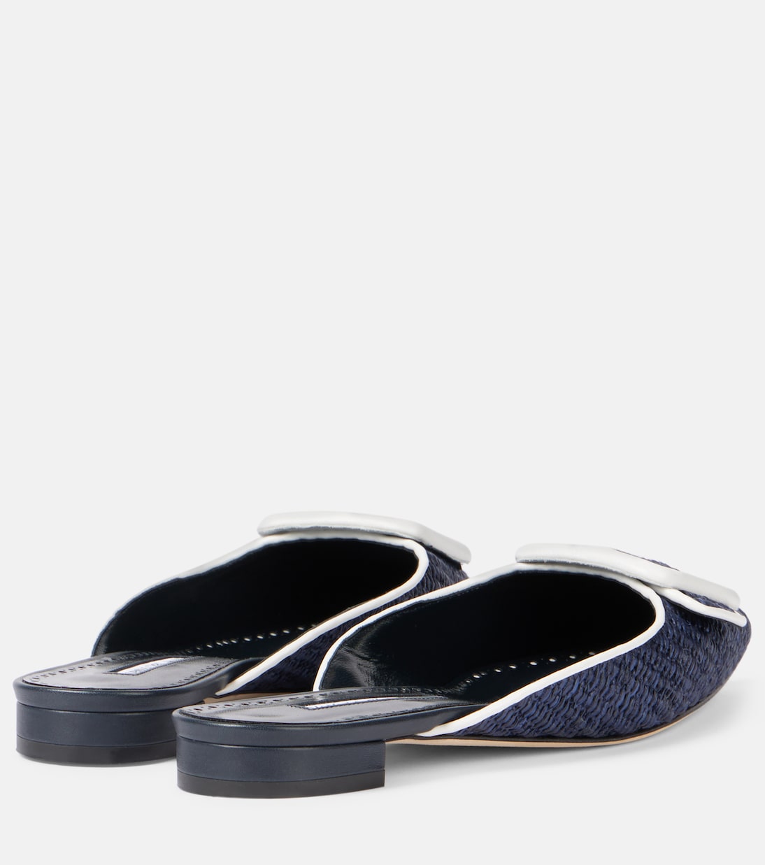 Maysale leather-trimmed raffia mules | Manolo Blahnik