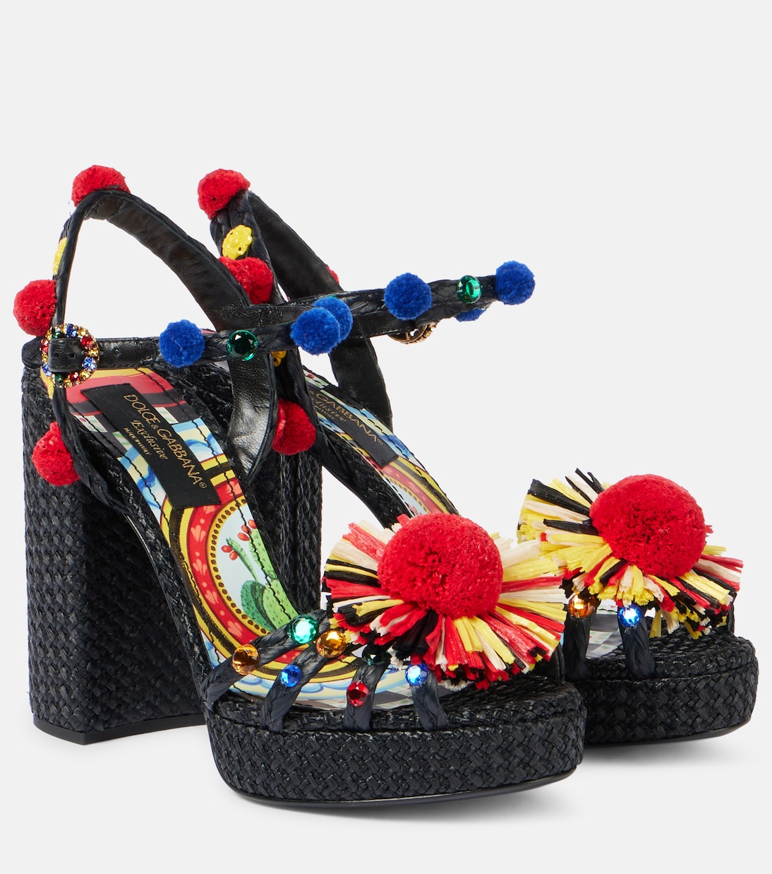 105 embellished raffia sandals  | Dolce&Gabbana