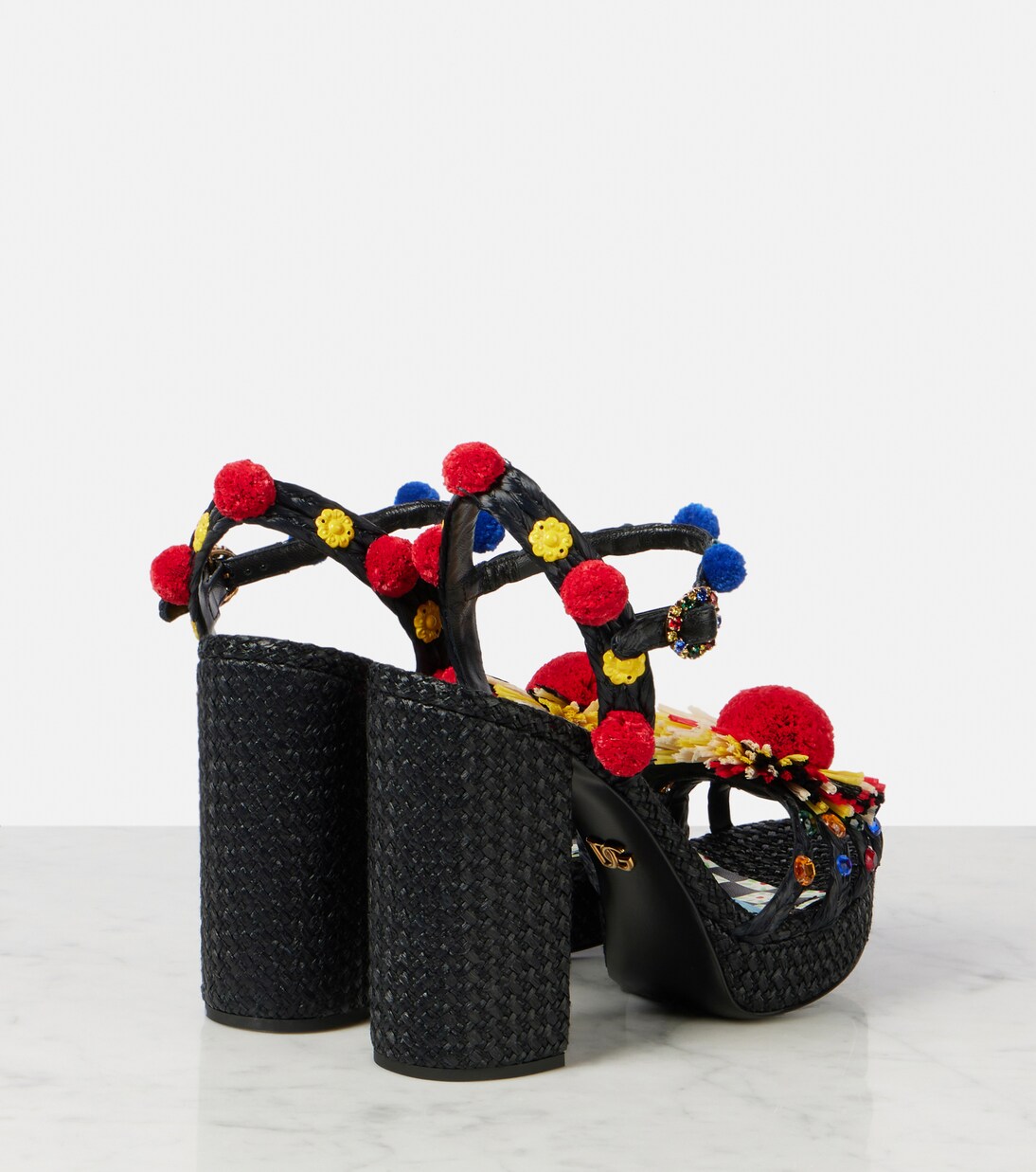 105 embellished raffia sandals  | Dolce&Gabbana