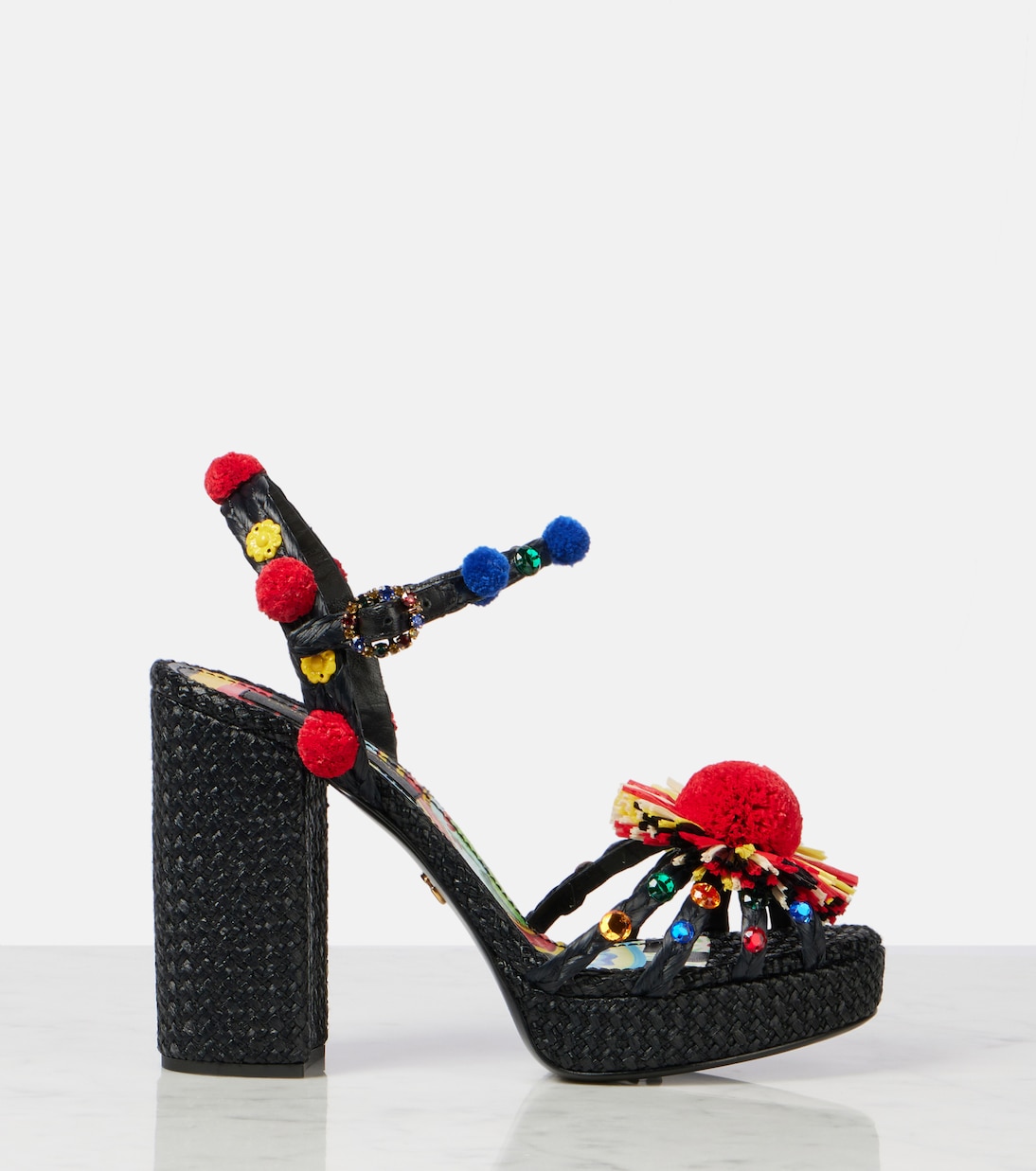 105 embellished raffia sandals  | Dolce&Gabbana