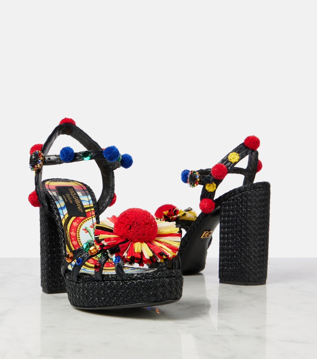 105 embellished raffia sandals  | Dolce&Gabbana