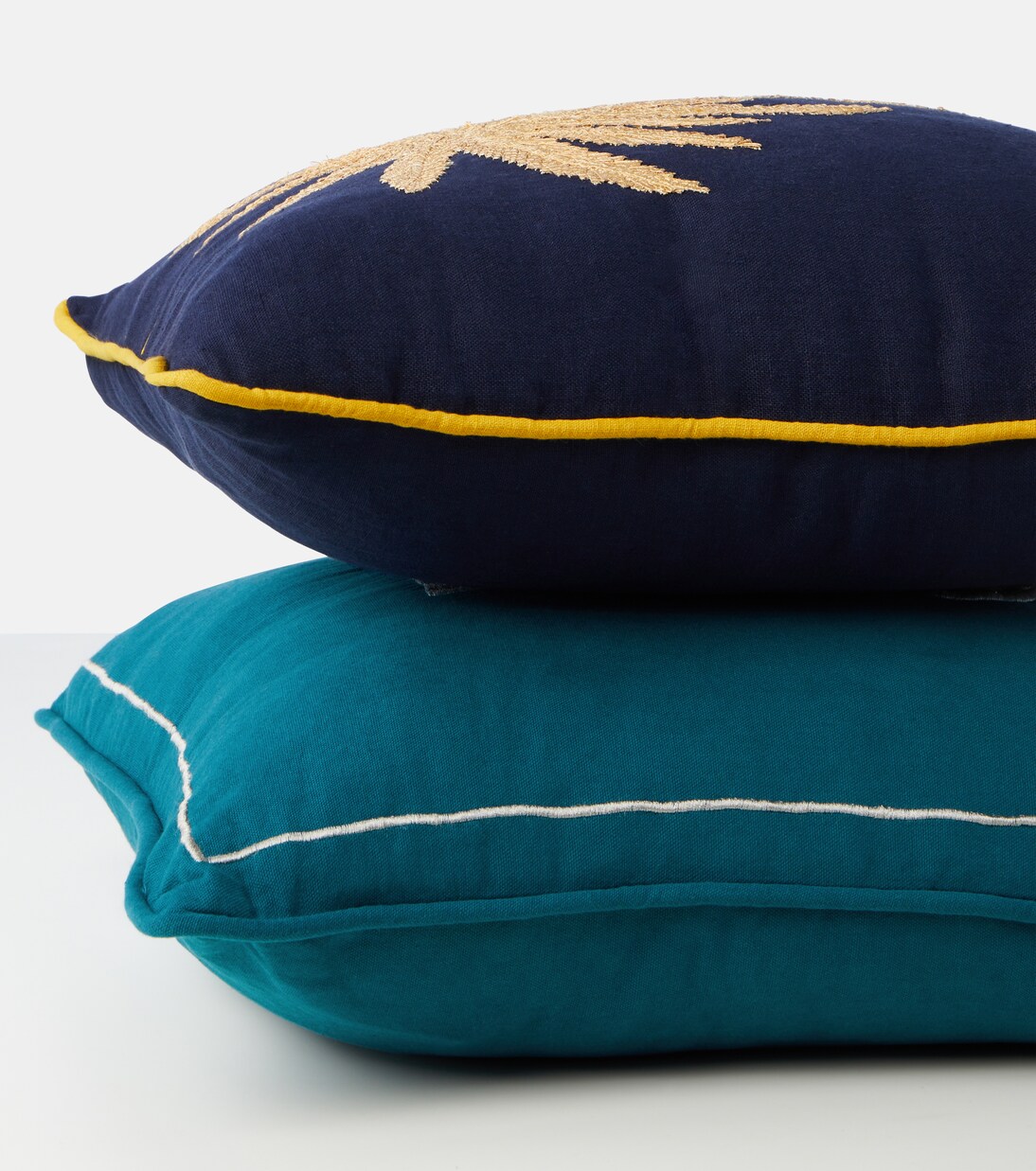 Besticktes Kissen Tropical aus Leinen | Les-Ottomans