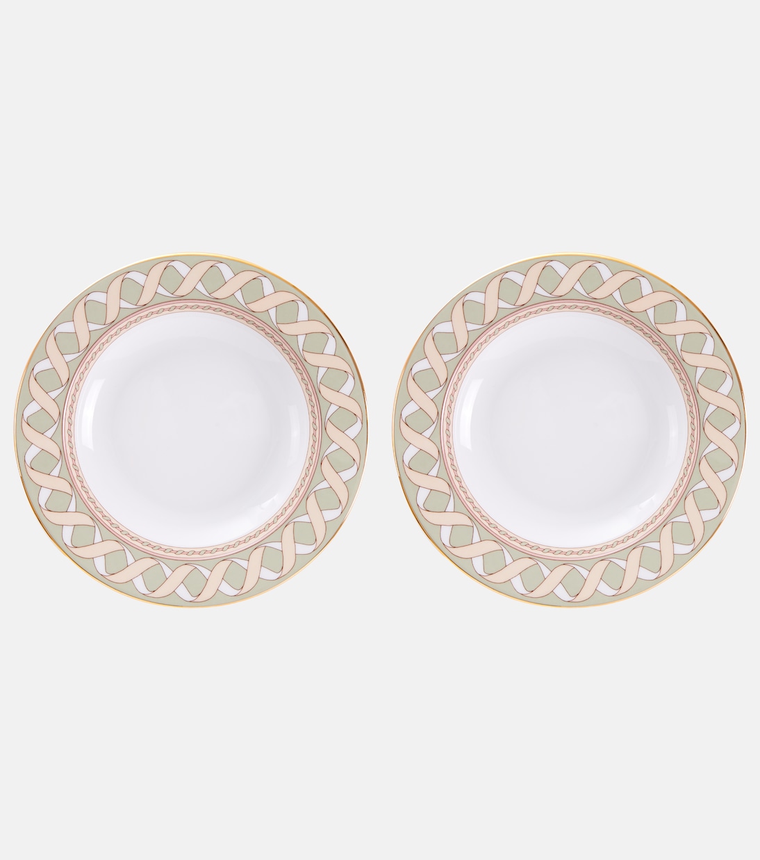 Odysseus Pistachio set of 2 porcelain soup plates | La DoubleJ