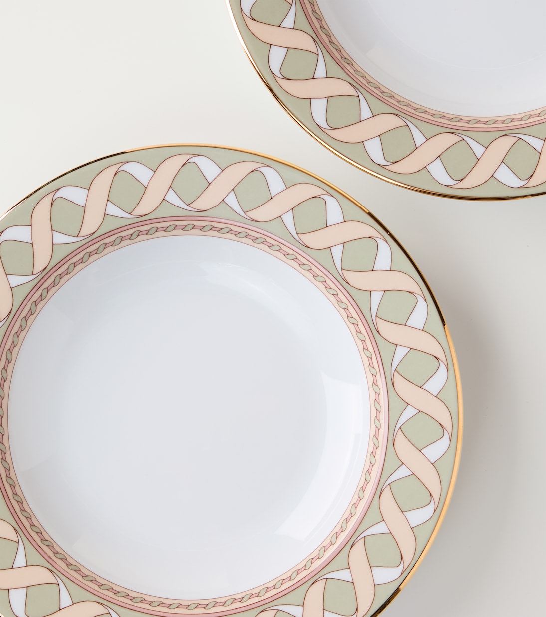 Odysseus Pistachio set of 2 porcelain soup plates | La DoubleJ