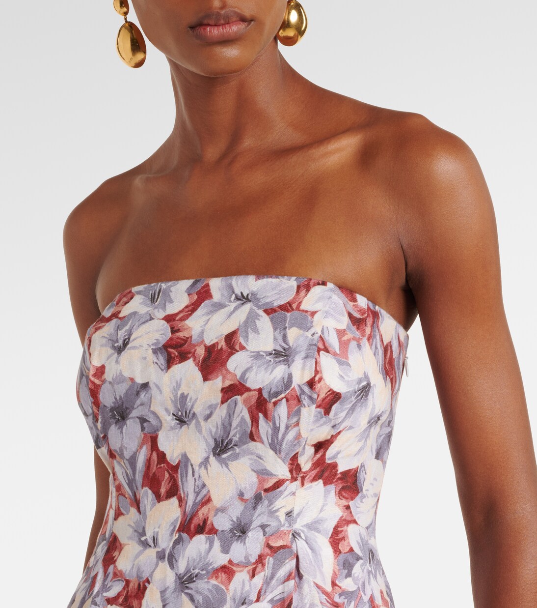 Robe longue Rosalie en lin à fleurs | Posse