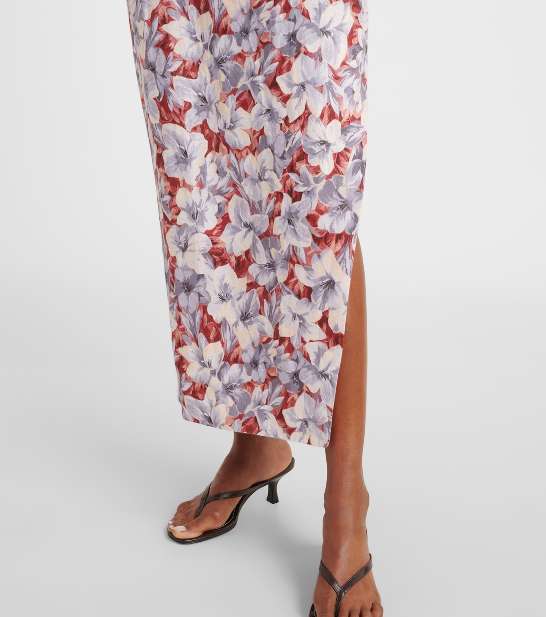 Robe longue Rosalie en lin à fleurs | Posse