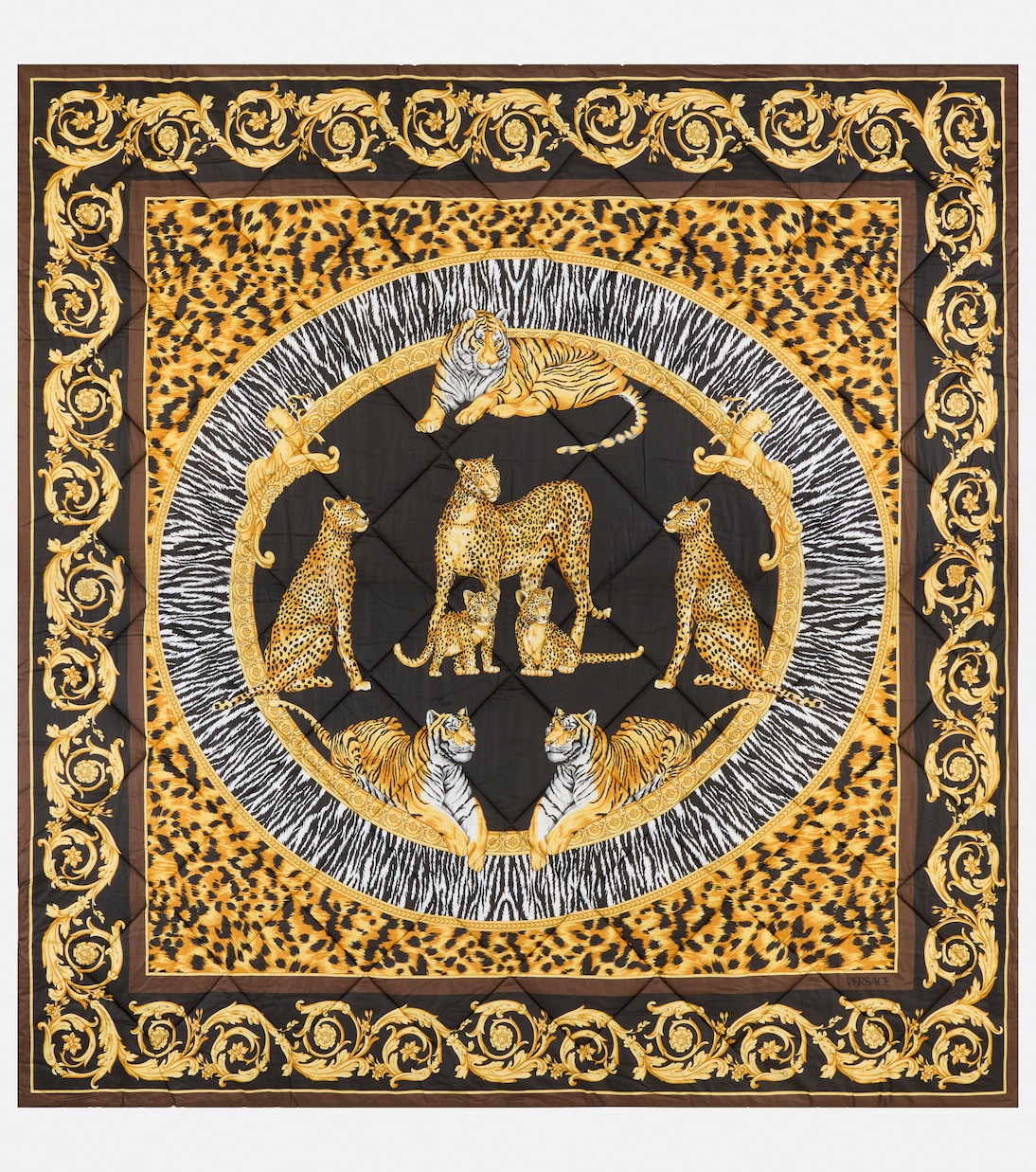Wild Cats cotton satin throw | Versace Home
