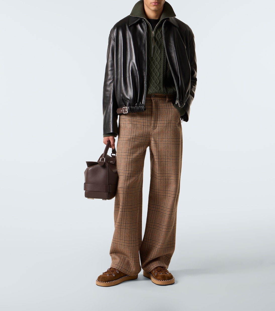 Checked wool tweed barrel-leg pants | Loewe