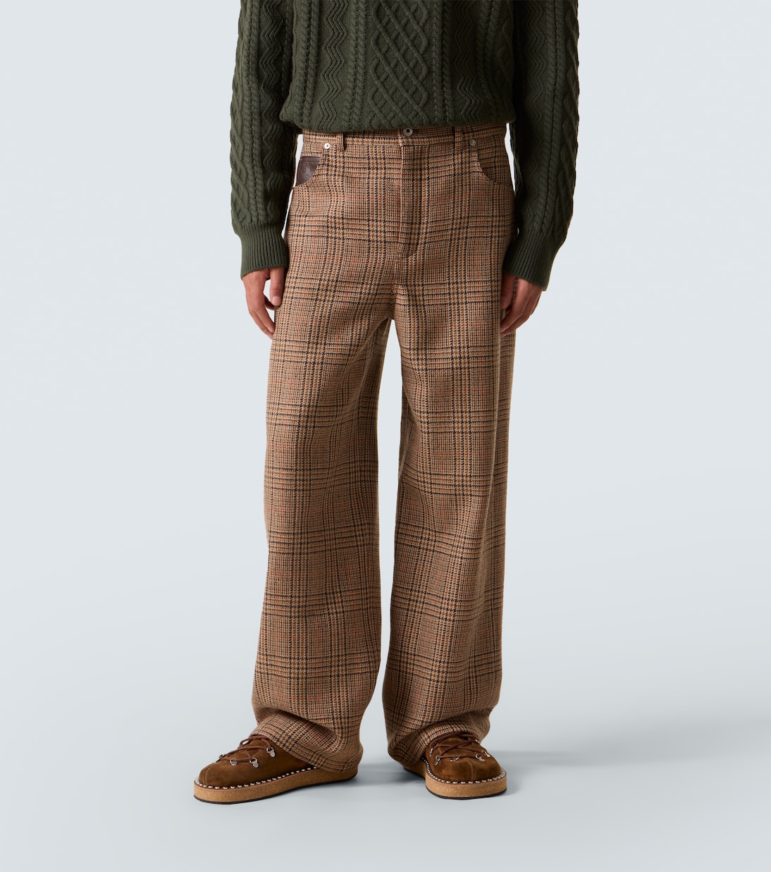 Checked wool tweed barrel-leg pants | Loewe