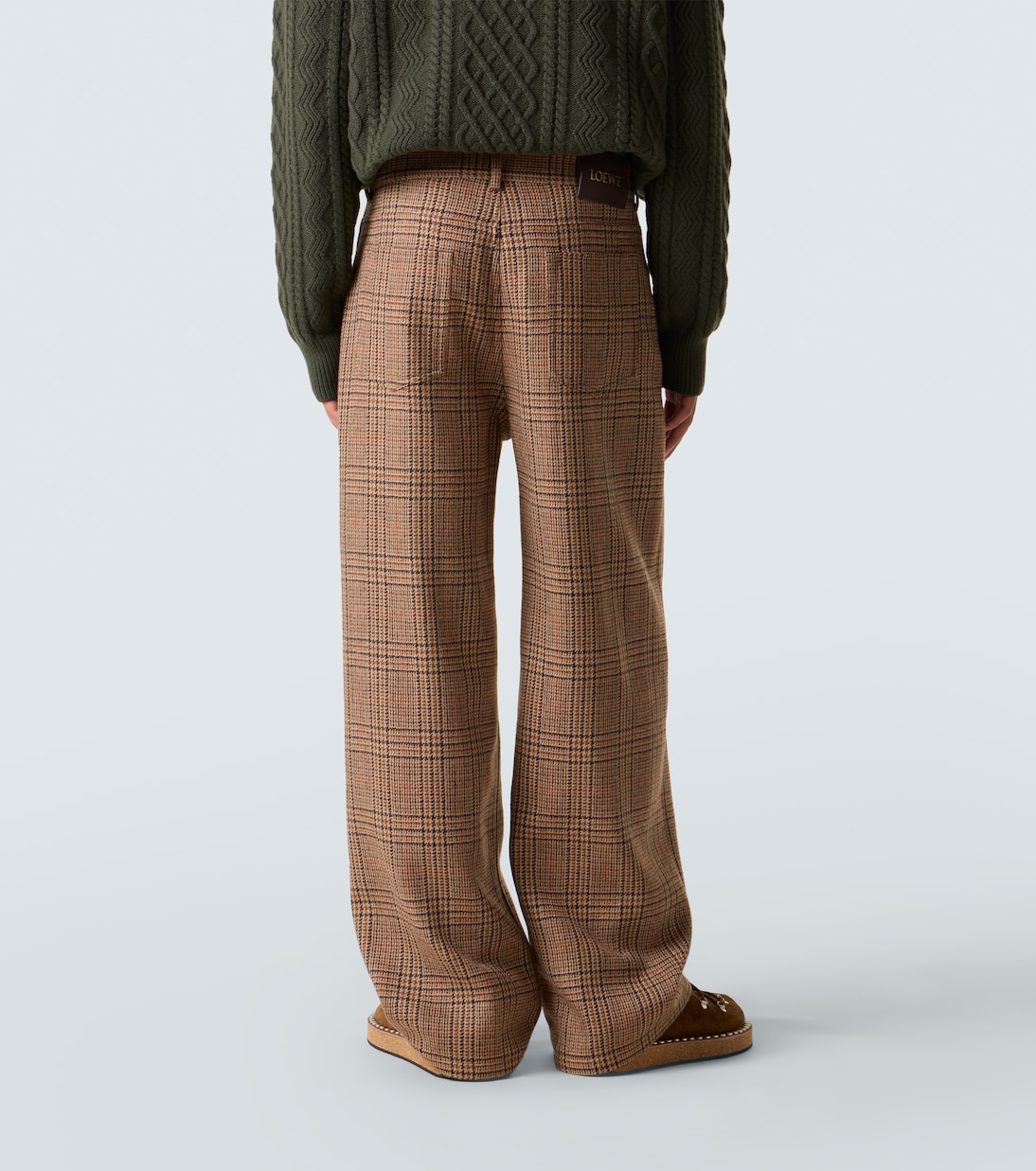 Checked wool tweed barrel-leg pants | Loewe