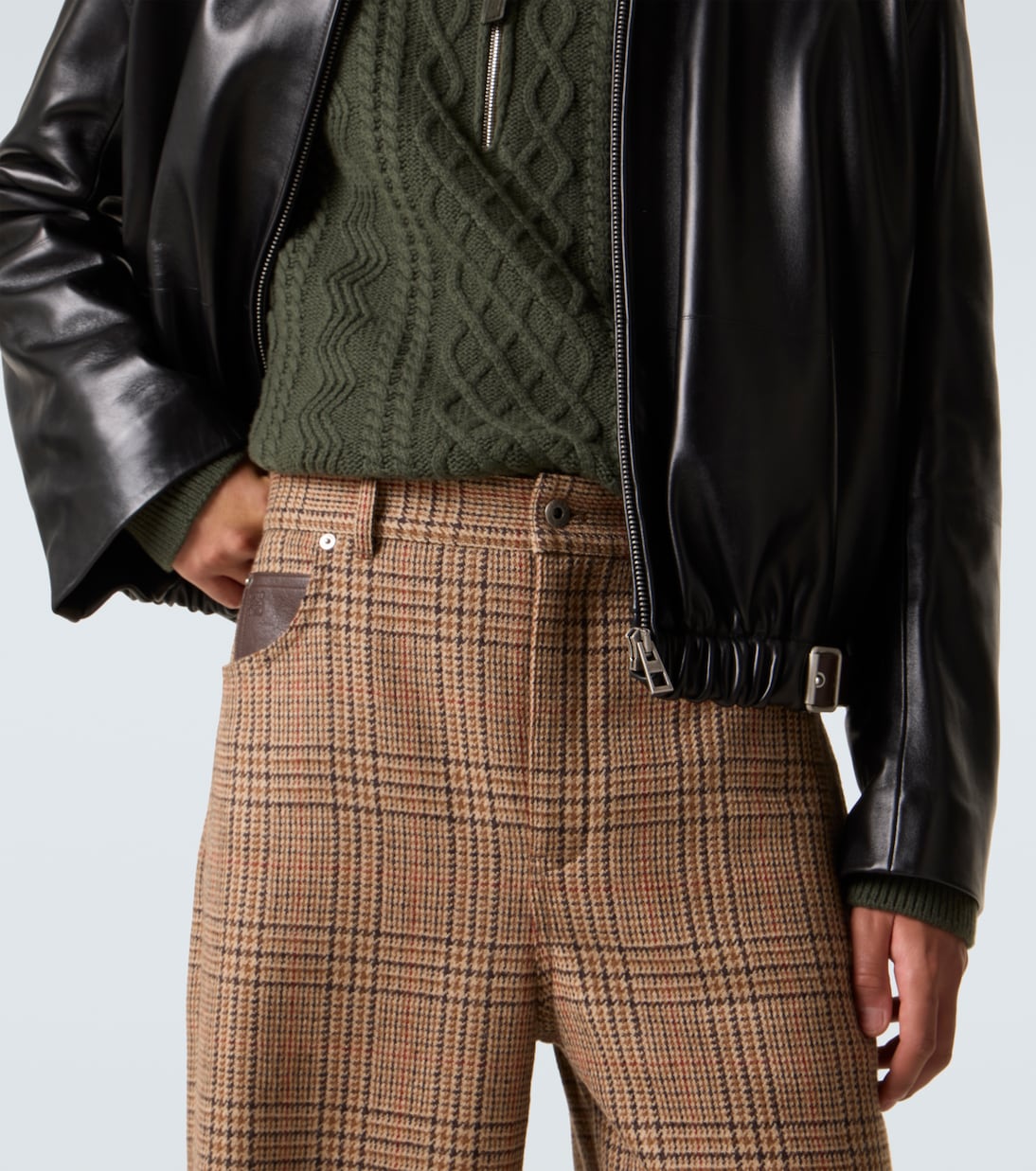 Checked wool tweed barrel-leg pants | Loewe
