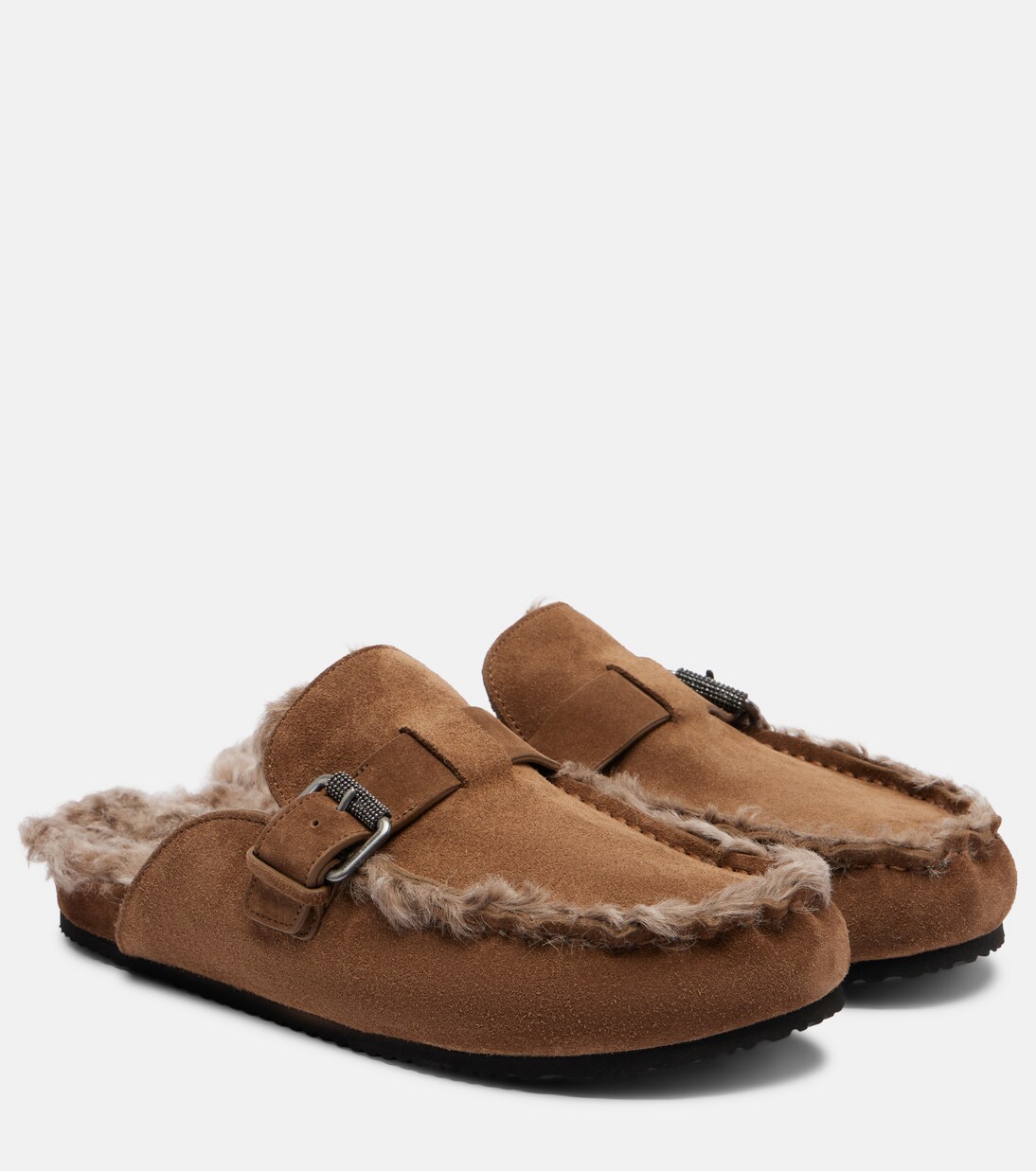 Mules Monili en daim et shearling | Brunello Cucinelli