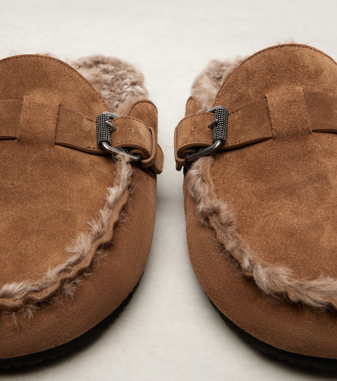 Mules Monili en daim et shearling | Brunello Cucinelli
