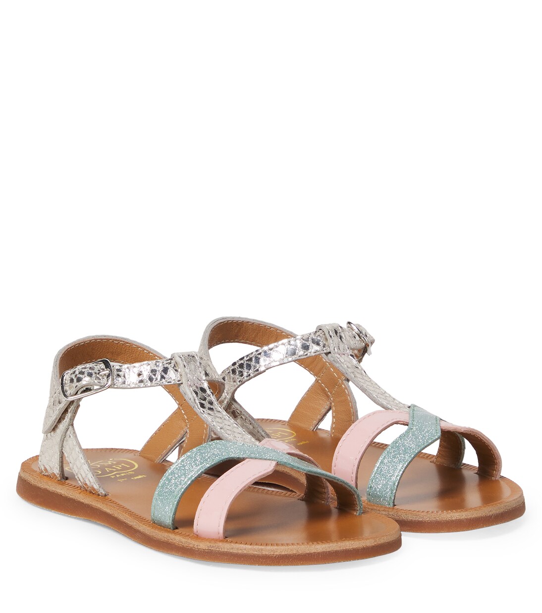 Plagette glitter leather sandals | Pom d'Api