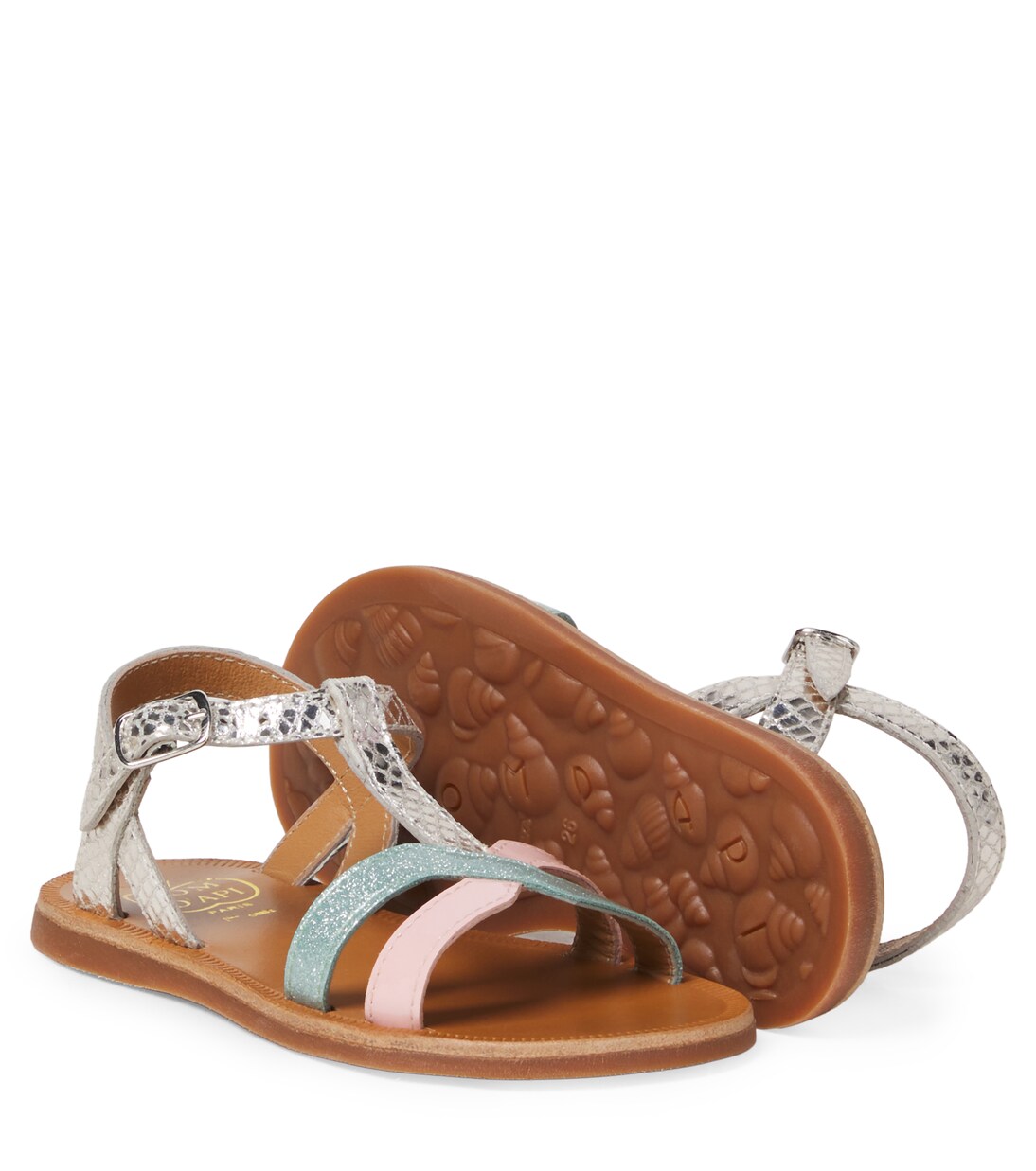 Plagette glitter leather sandals | Pom d'Api