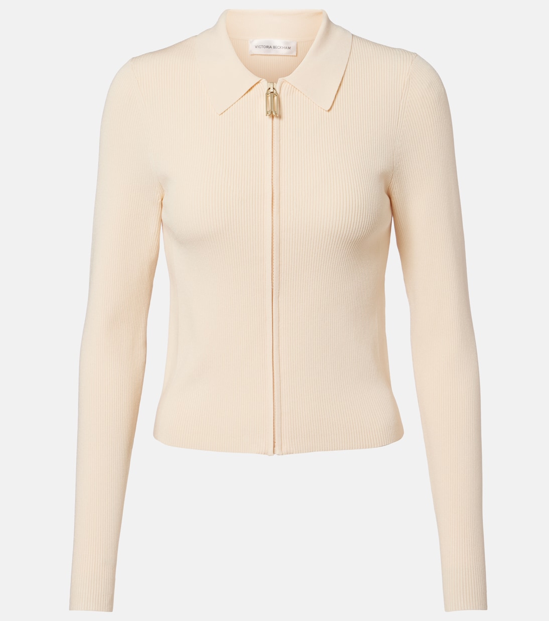 Mila ribbed-knit zip-up top | Victoria Beckham