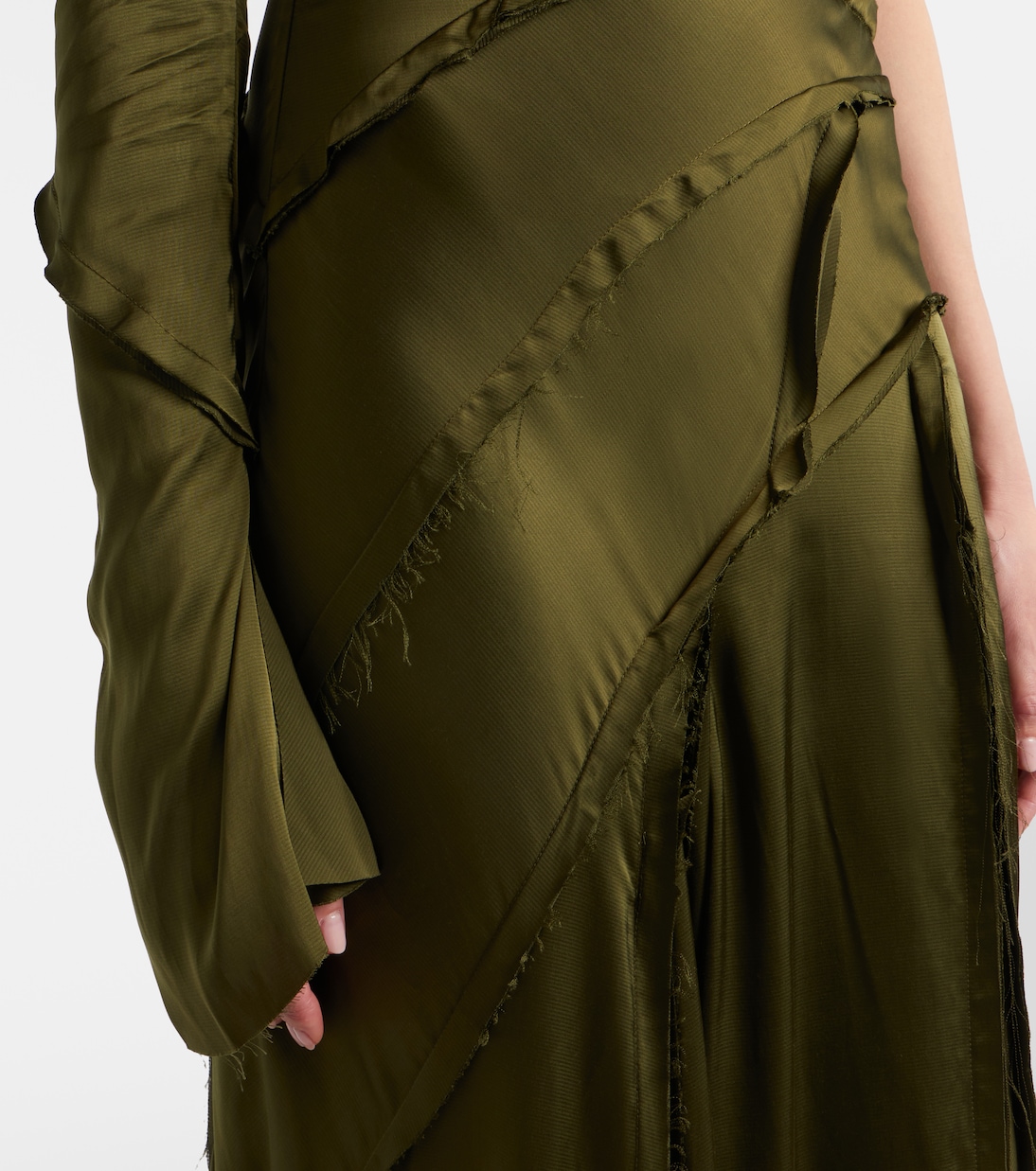 Robe longue asymétrique en satin à dentelle | Blumarine