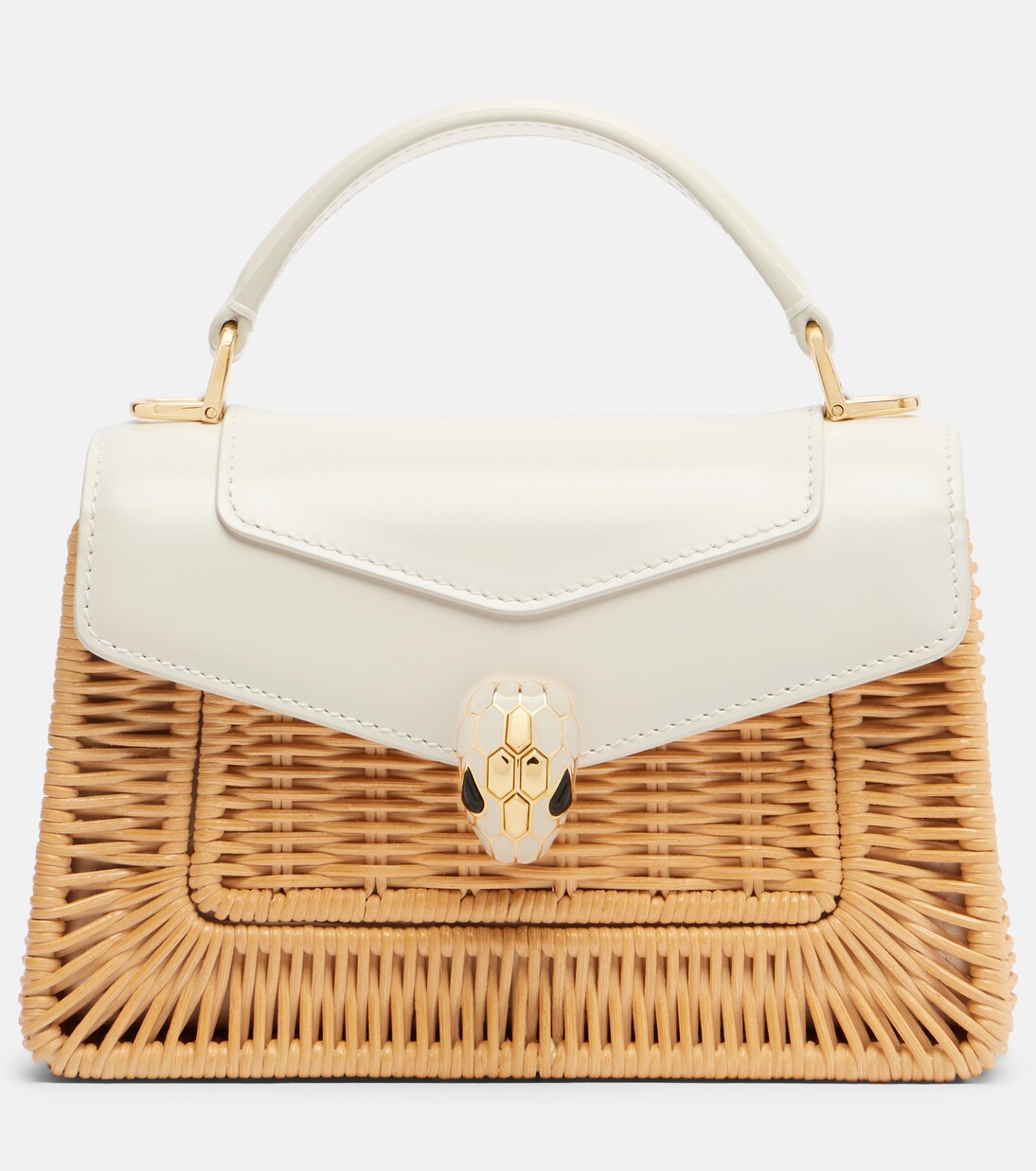 Serpenti Forever Mini wicker top-handle bag | Bvlgari