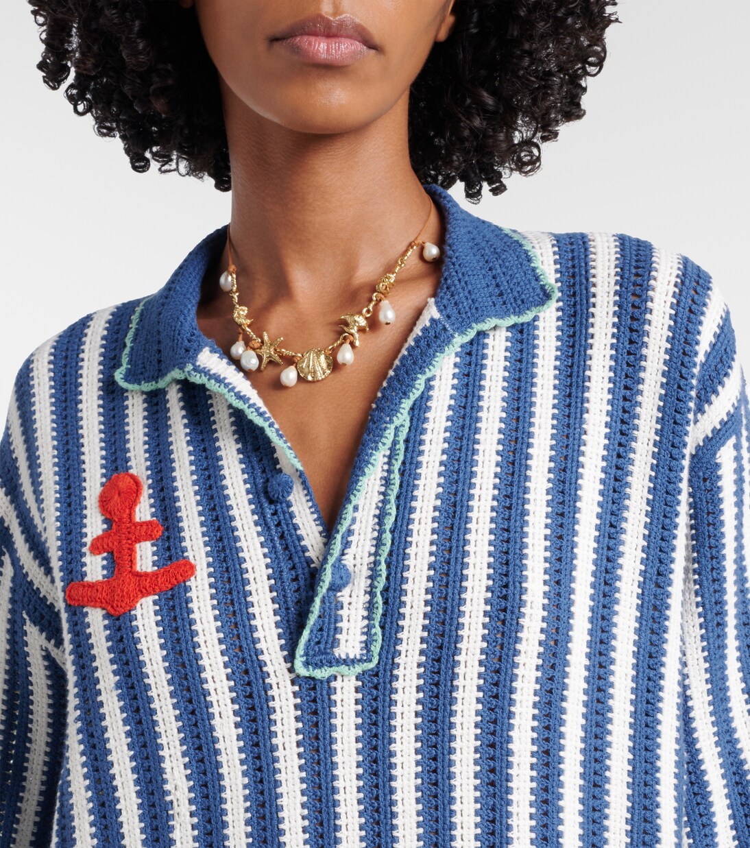 Crochet fringed striped cotton minidress | Alémais